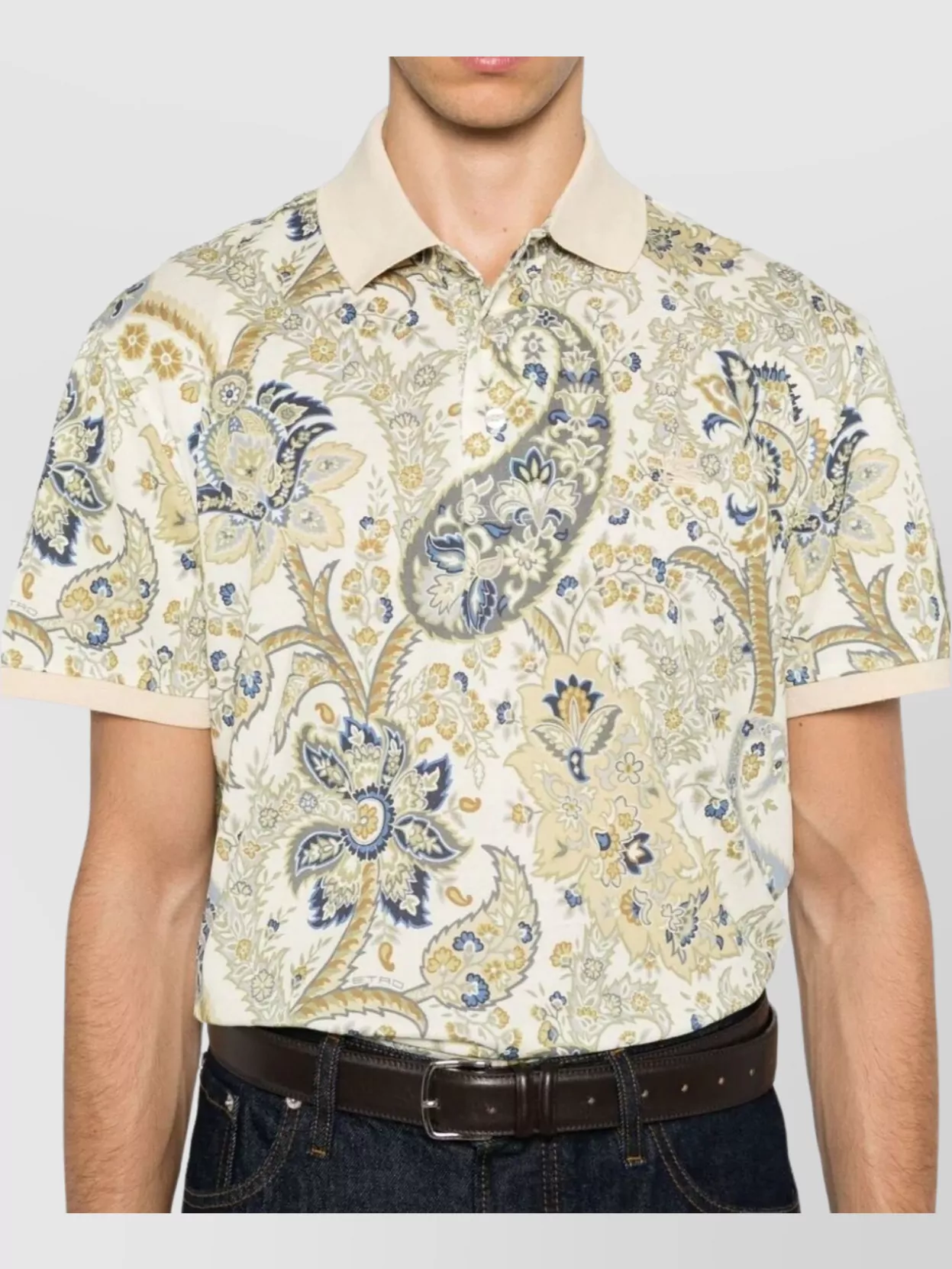 Etro Pegasus Motif Paisley Print Polo Shirt