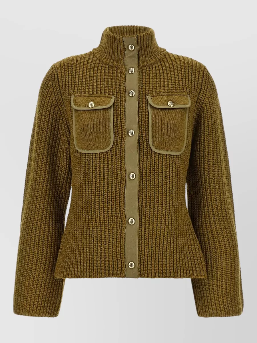 Pinko ribbed high-neck cardigan