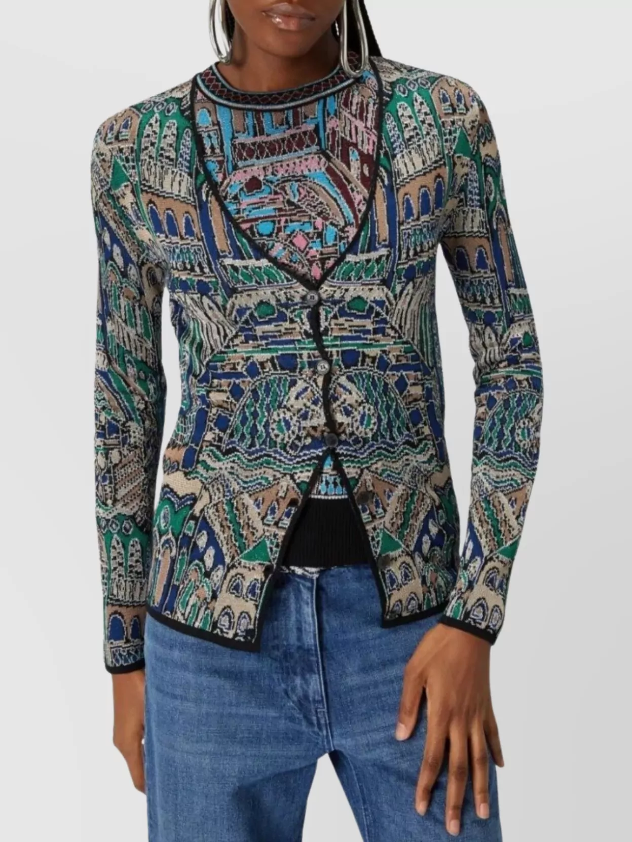 Missoni Abstract Fantasy Buttoned Cardigan With Contrasting Edge