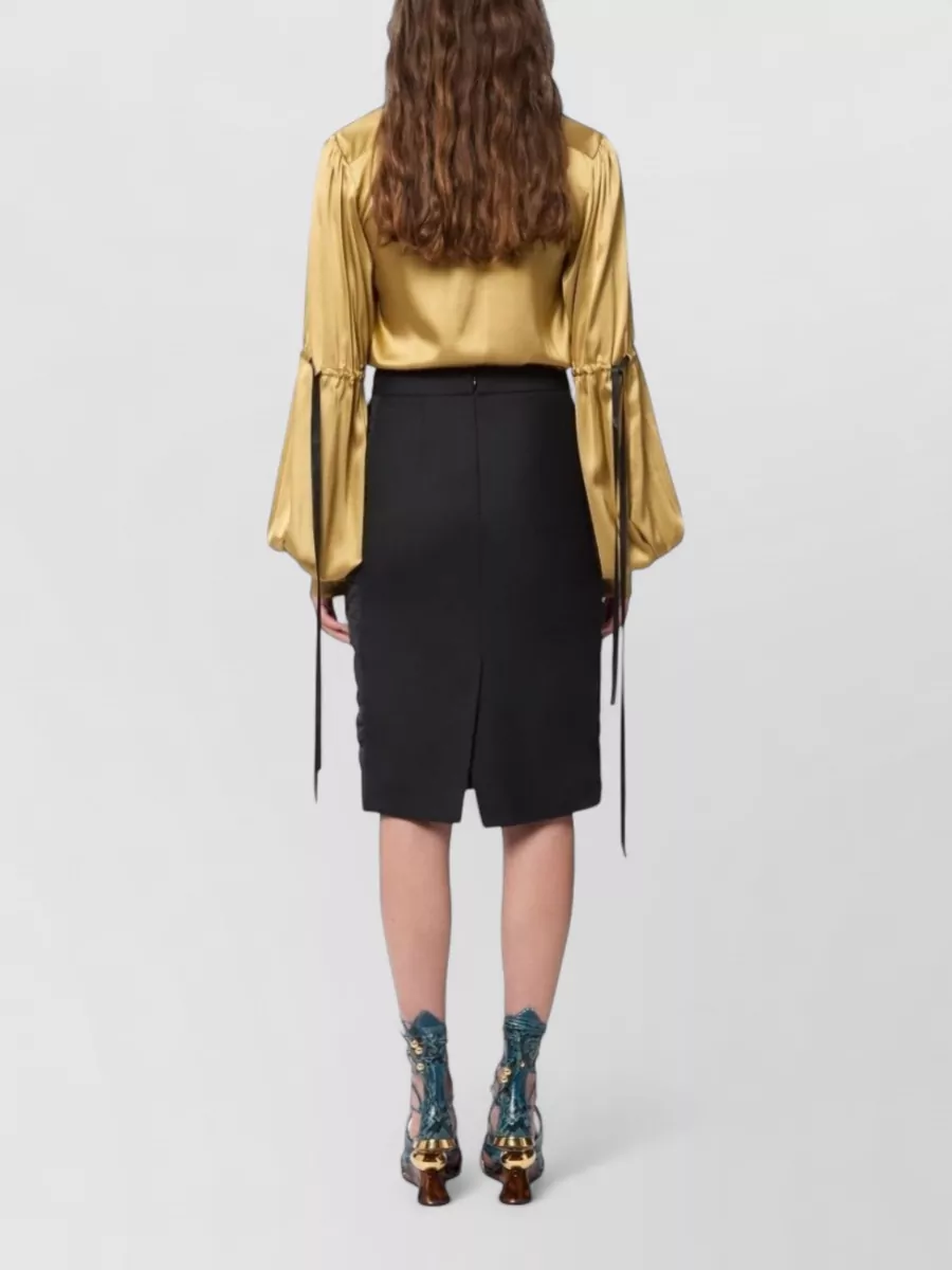 Nina Ricci High Waist Skirt Knee Length Slit