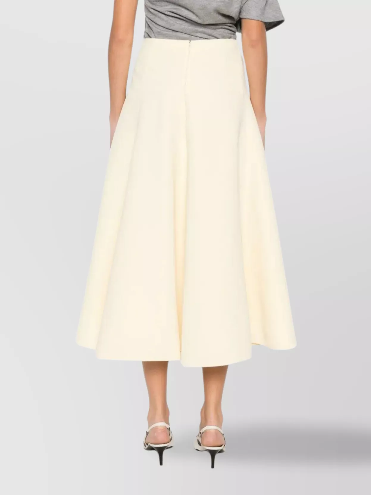 Jacquemus High Waisted Flared Midi Skirt In White