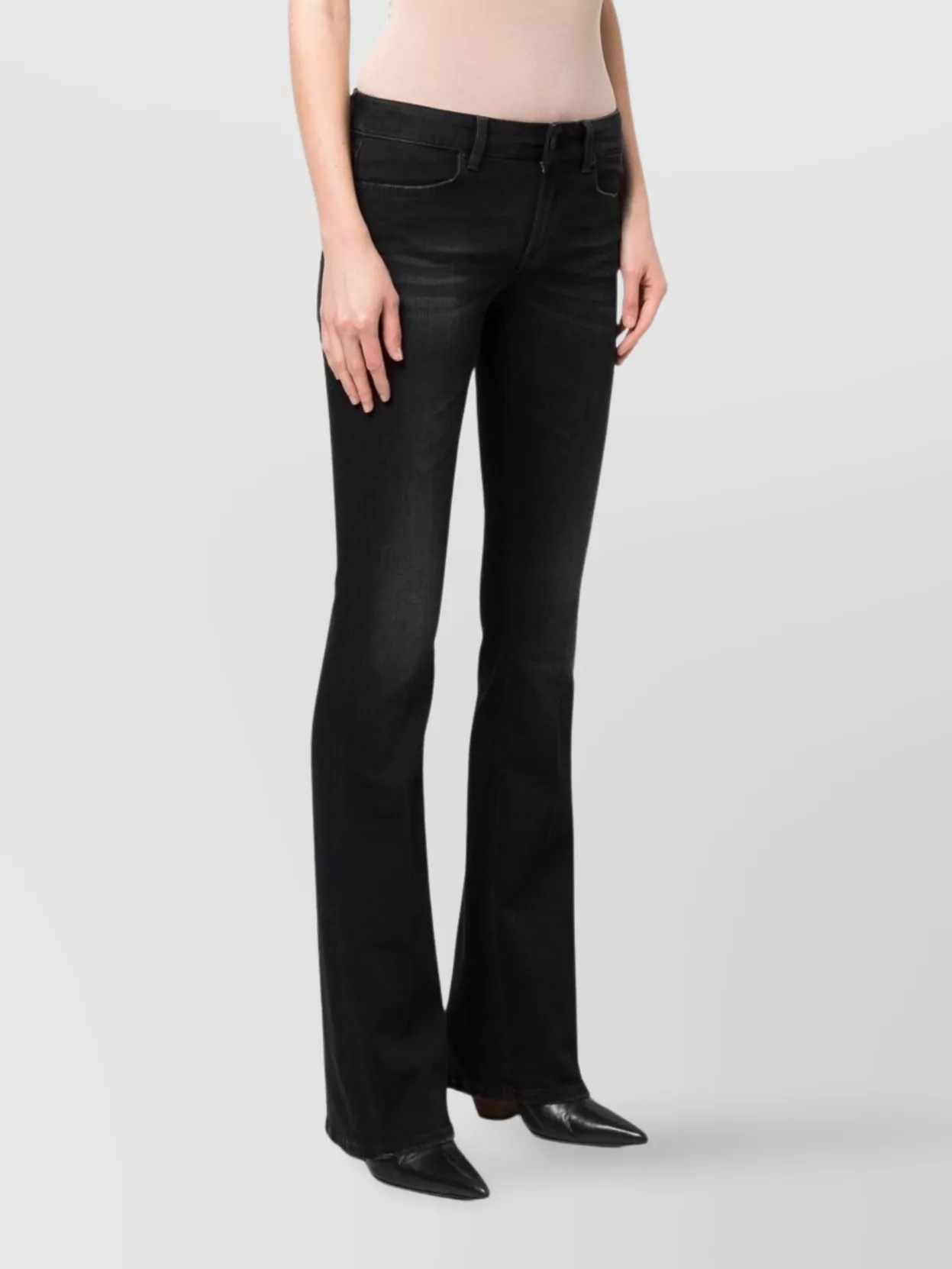 Dondup Flared Trousers Belted Faded Effect In Black