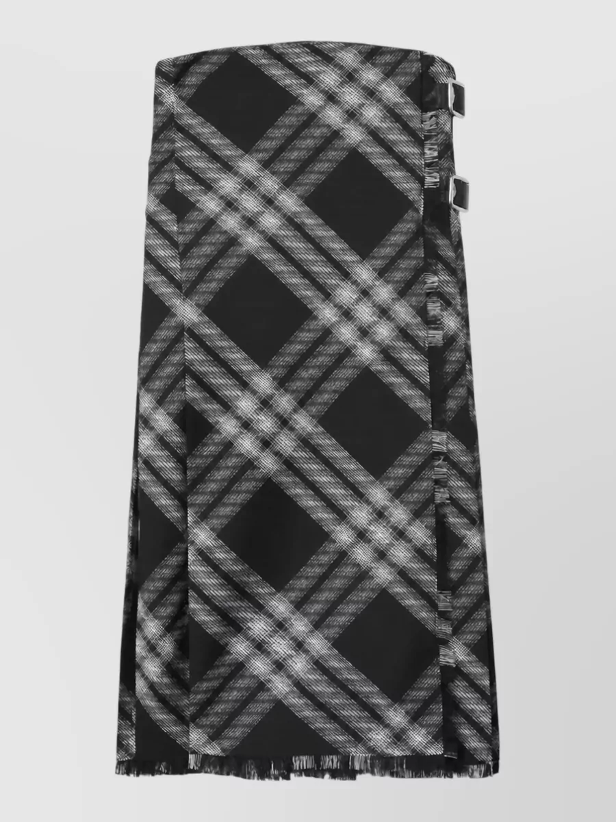 Burberry Checked Wool A-Line Skirt
