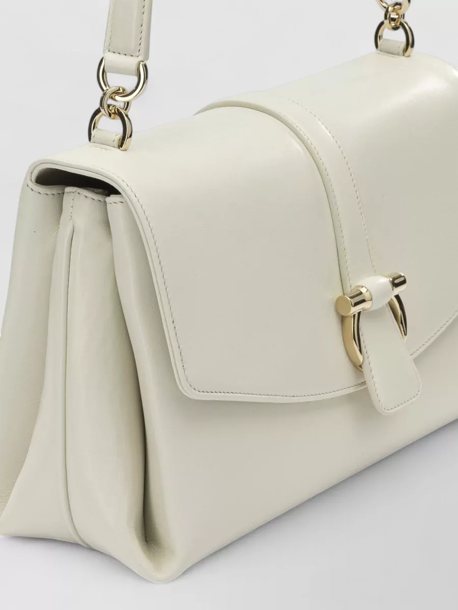 Ferragamo Leather Shoulder Bag Flap Top Handle