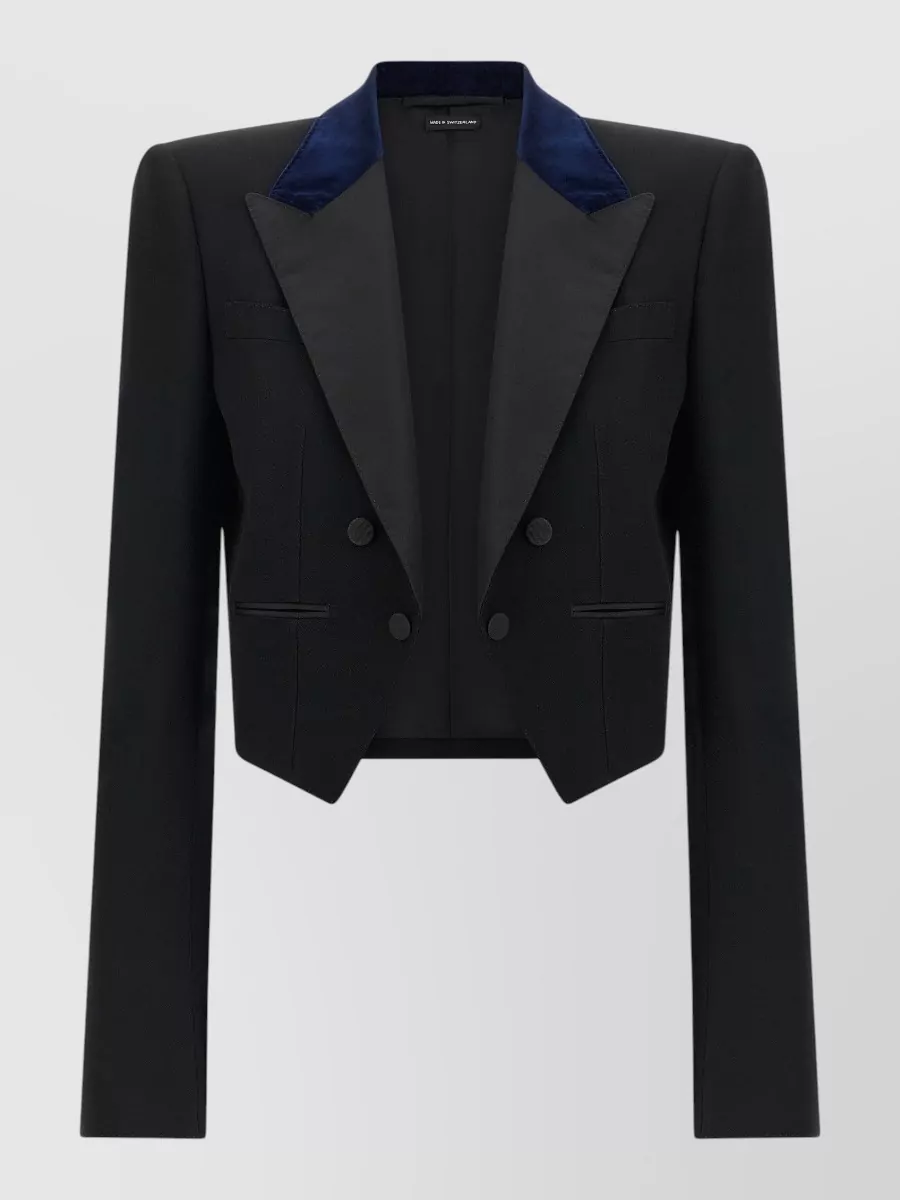Tom Ford wool cropped asymmetric tuxedo blazer