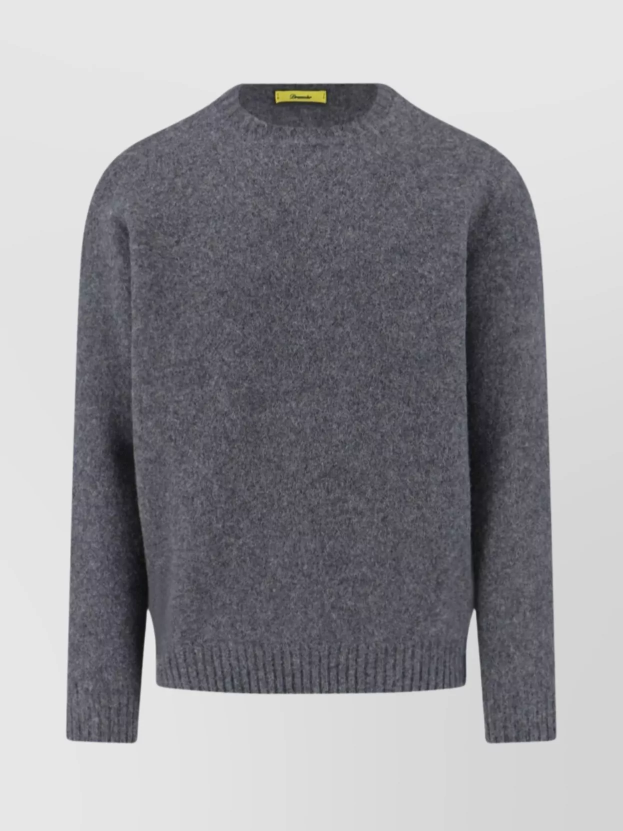Drumohr Soft Textured Crewneck Sweater With Ribbed Cuffs In Blue