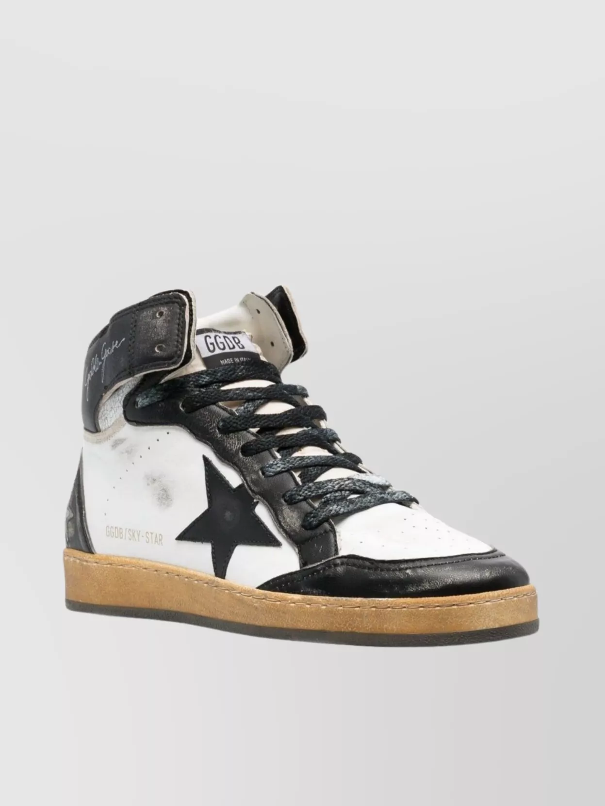 Golden Goose Sky-Star Leather High-Top Lace-Up Sneakers