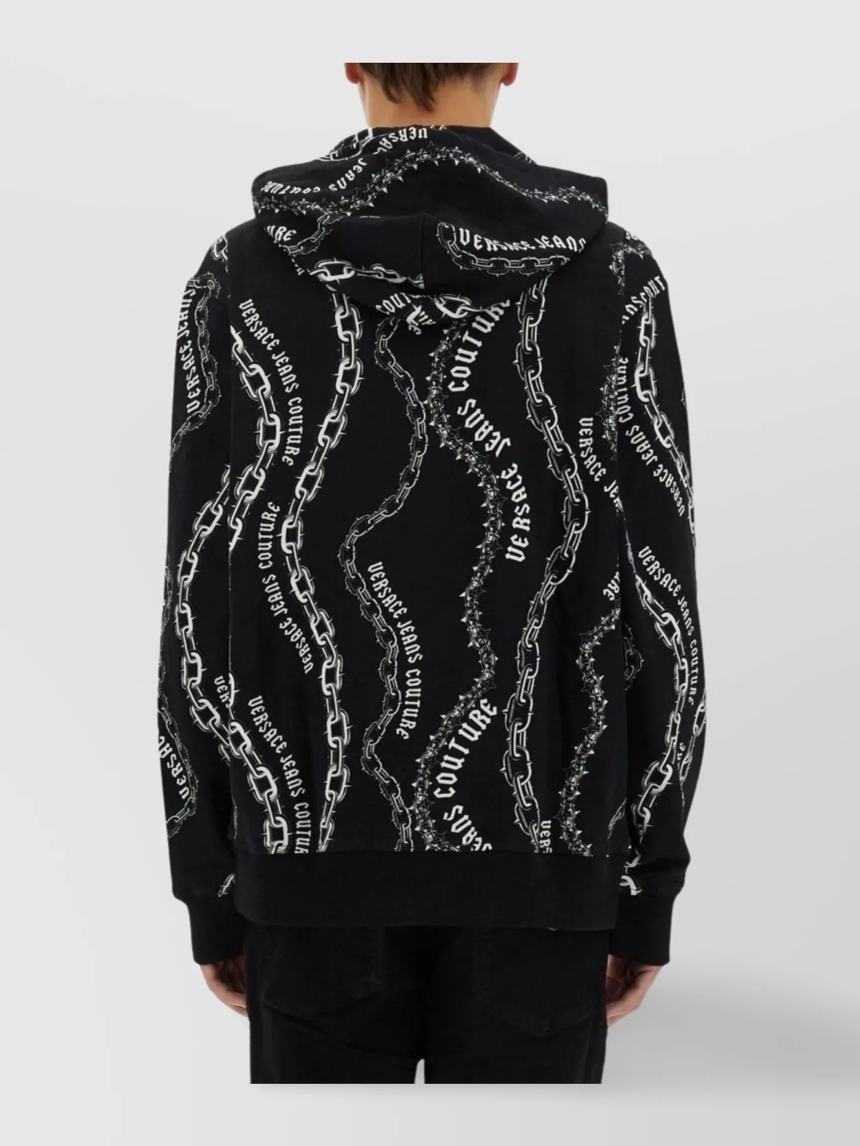 Versace Jeans Couture Drawstring Hood Graphic Print Sweatshirt