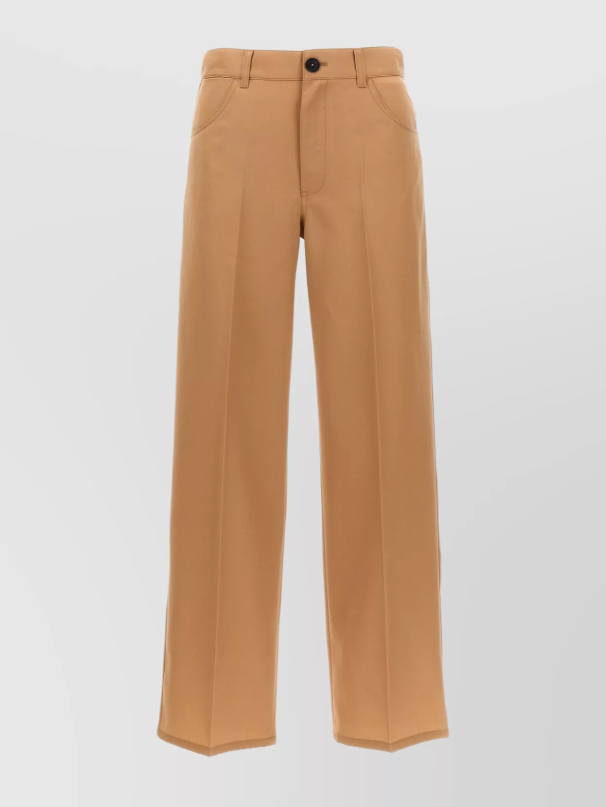 Jil Sander High Waist Wide Leg Trousers With Pockets In Brown