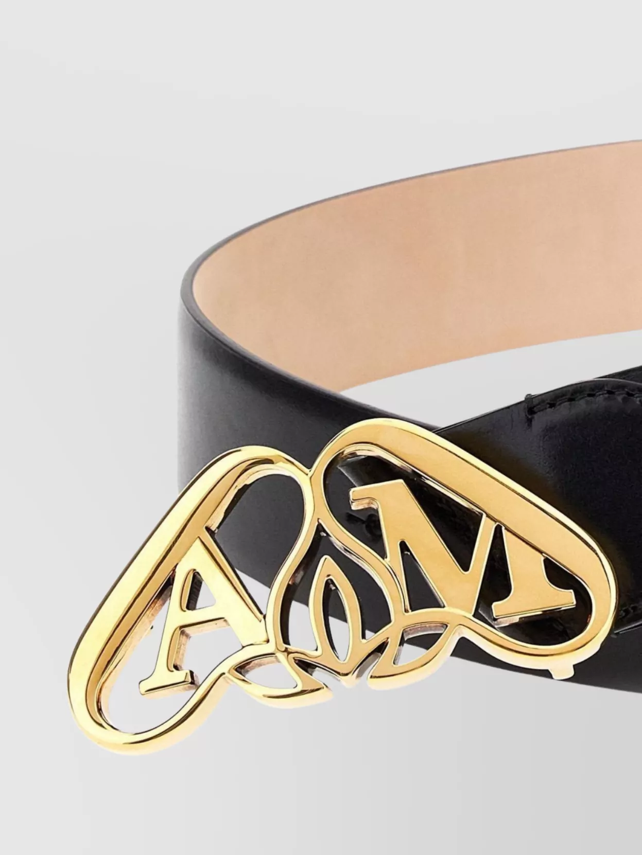 Alexander Mcqueen Adjustable Leather Belt With Metal Seal