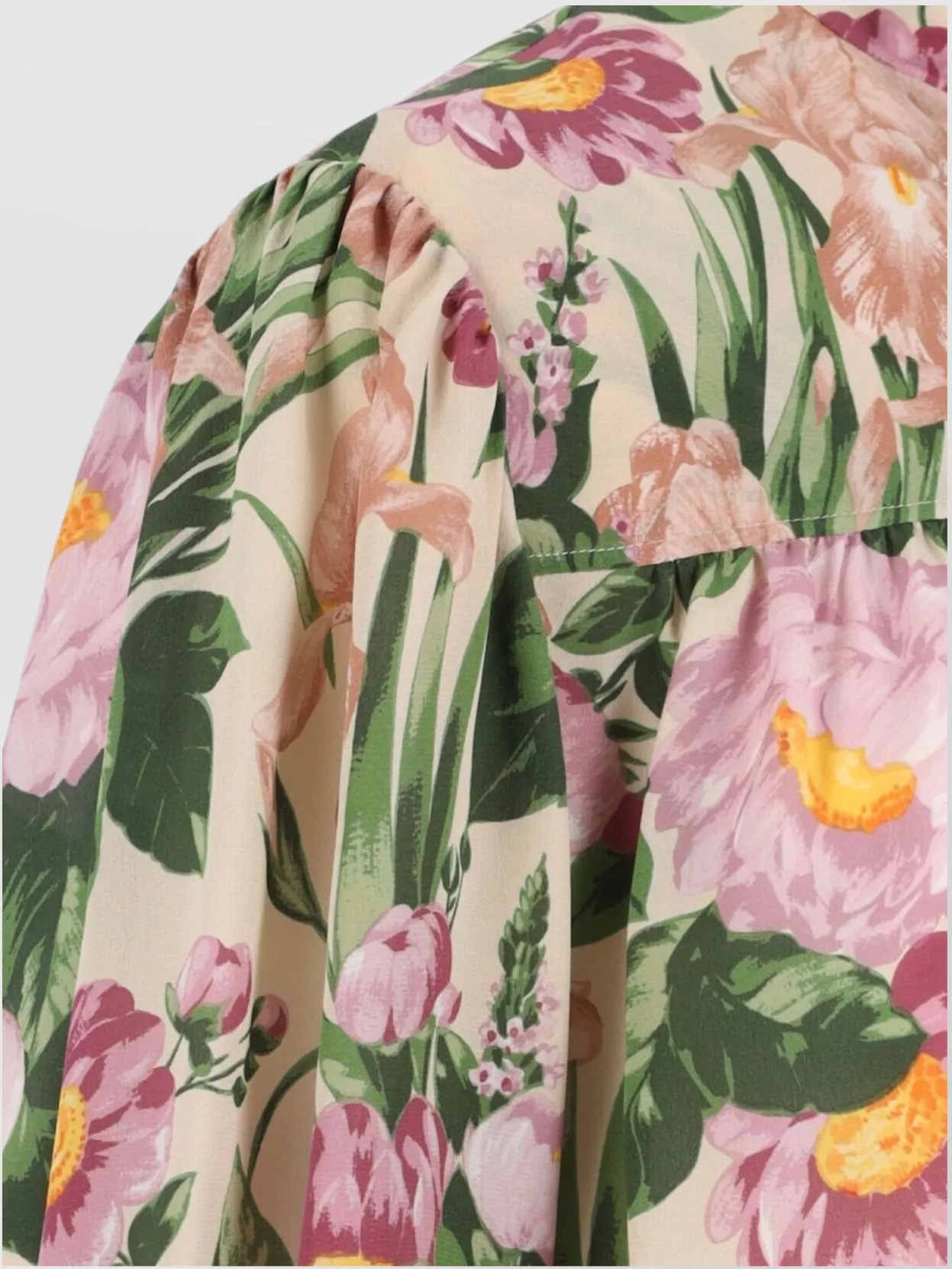 Chloé Floral High Neck Pleated Long Sleeve Top