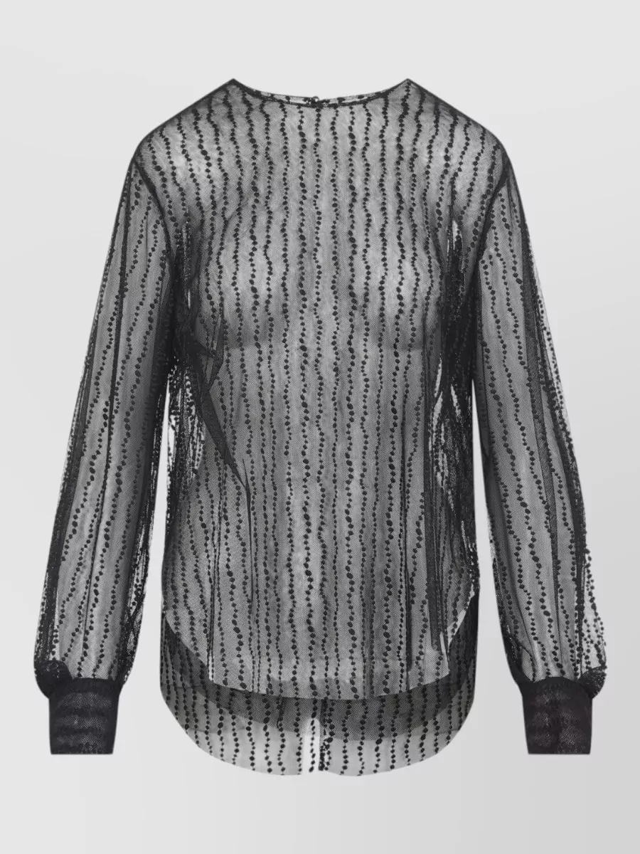 Alberta Ferretti embellished tulle long-sleeve blouse