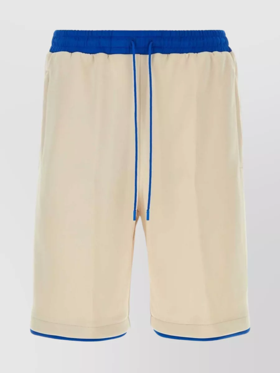 Shop Gucci Elastic Waistband Neoprene Bermuda Shorts In Cream