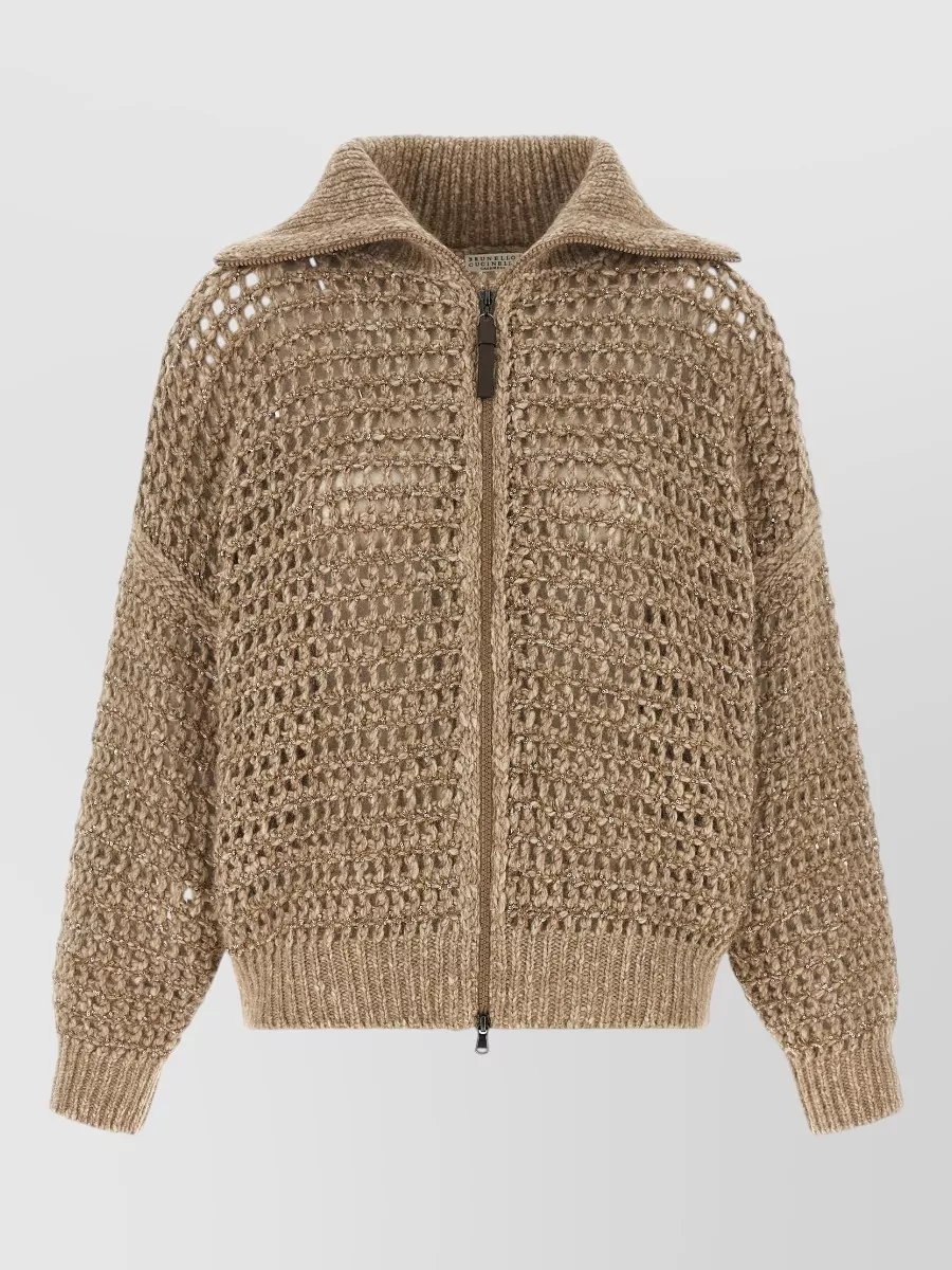 Brunello Cucinelli ribbed cashmere-blend zip cardigan