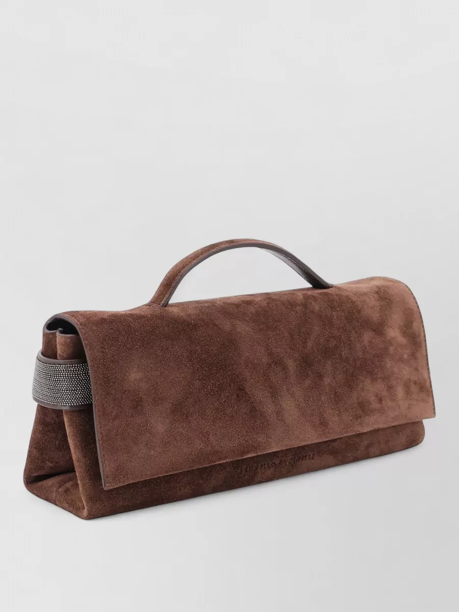 Brunello Cucinelli Monili Suede Clutch Bag
