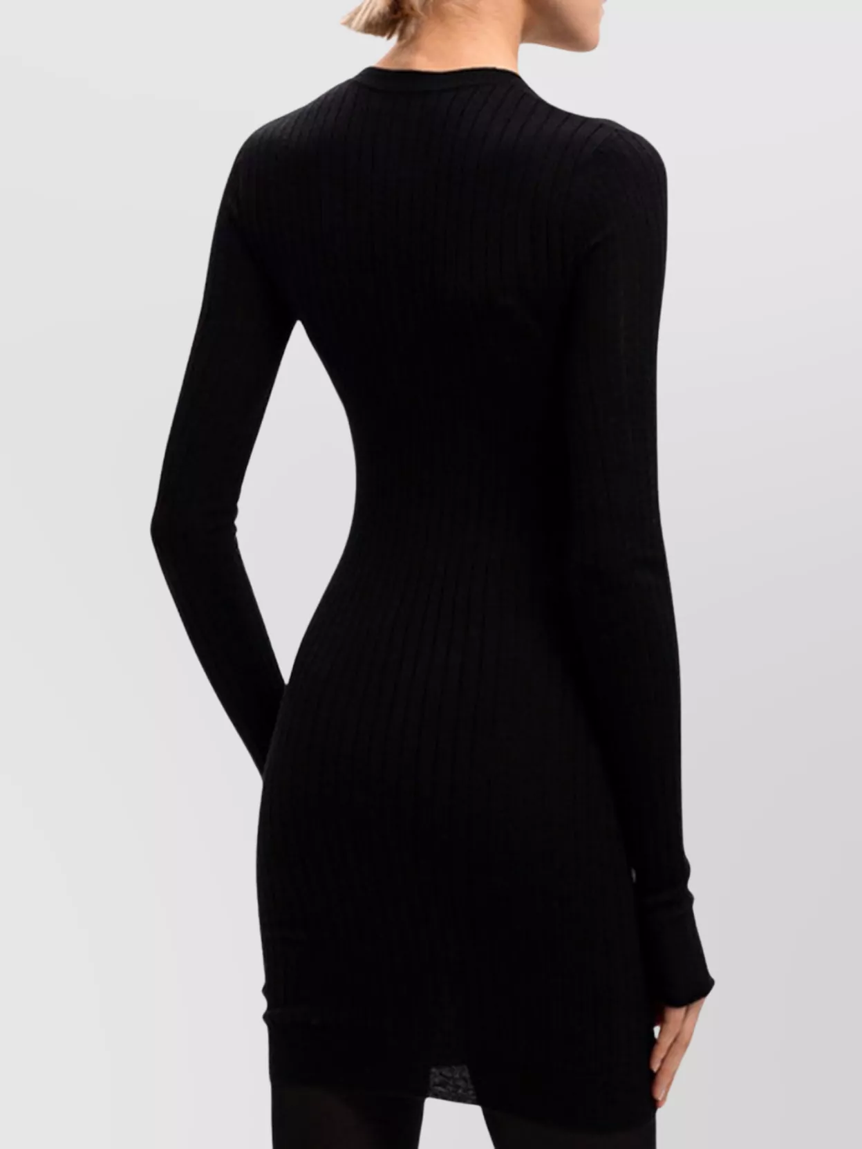 The Attico Crew Neck Long Sleeves Ribbed Texture Dress