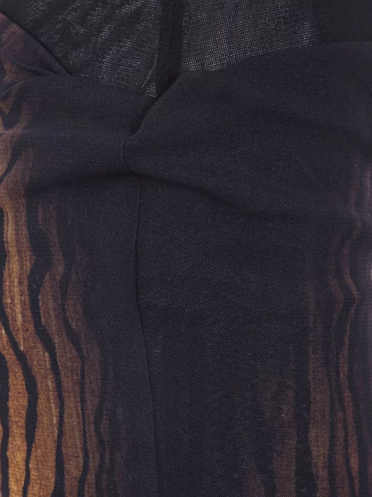 Jean Paul Gaultier Double Layer Animal Print Mesh Skirt In Brown
