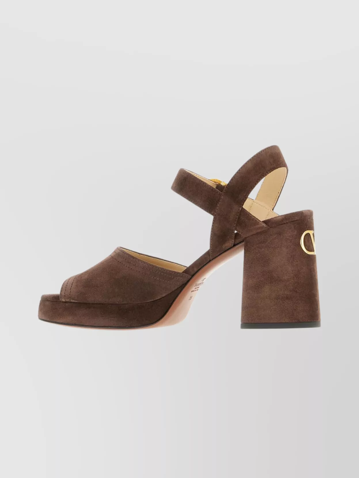 Valentino Suede Block Heel Open Toe Sandals In Animal Print