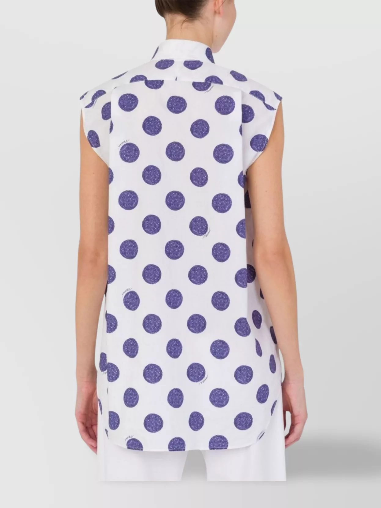 Moschino Sleeveless Cotton Poplin Shirt With Polka Dot Pattern