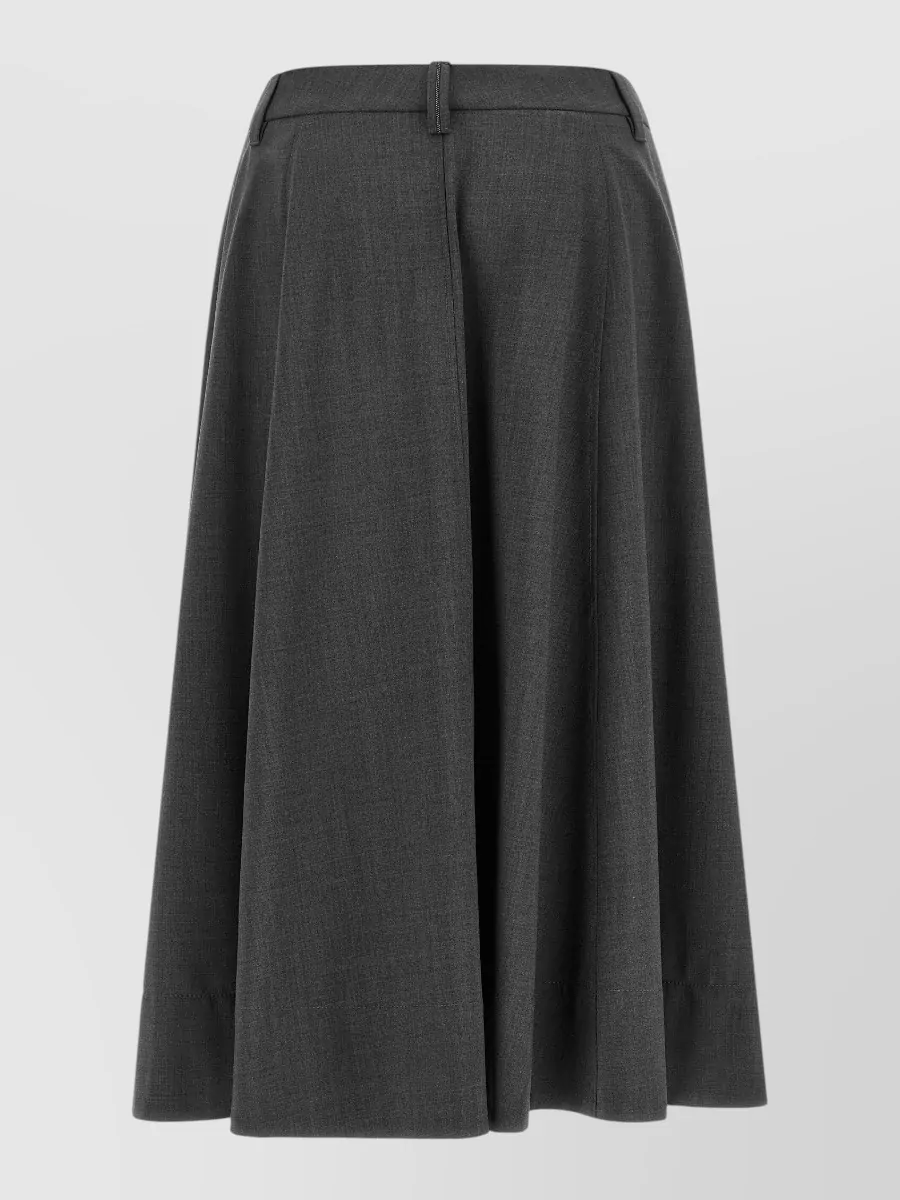 Brunello Cucinelli High Waist Flared Wool Pleated Pants In Black