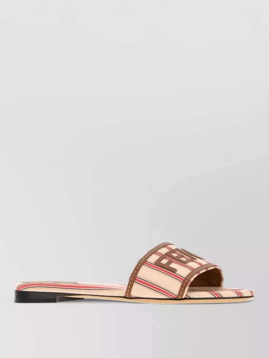 Fendi Cotton logo-embroidered slide sandals