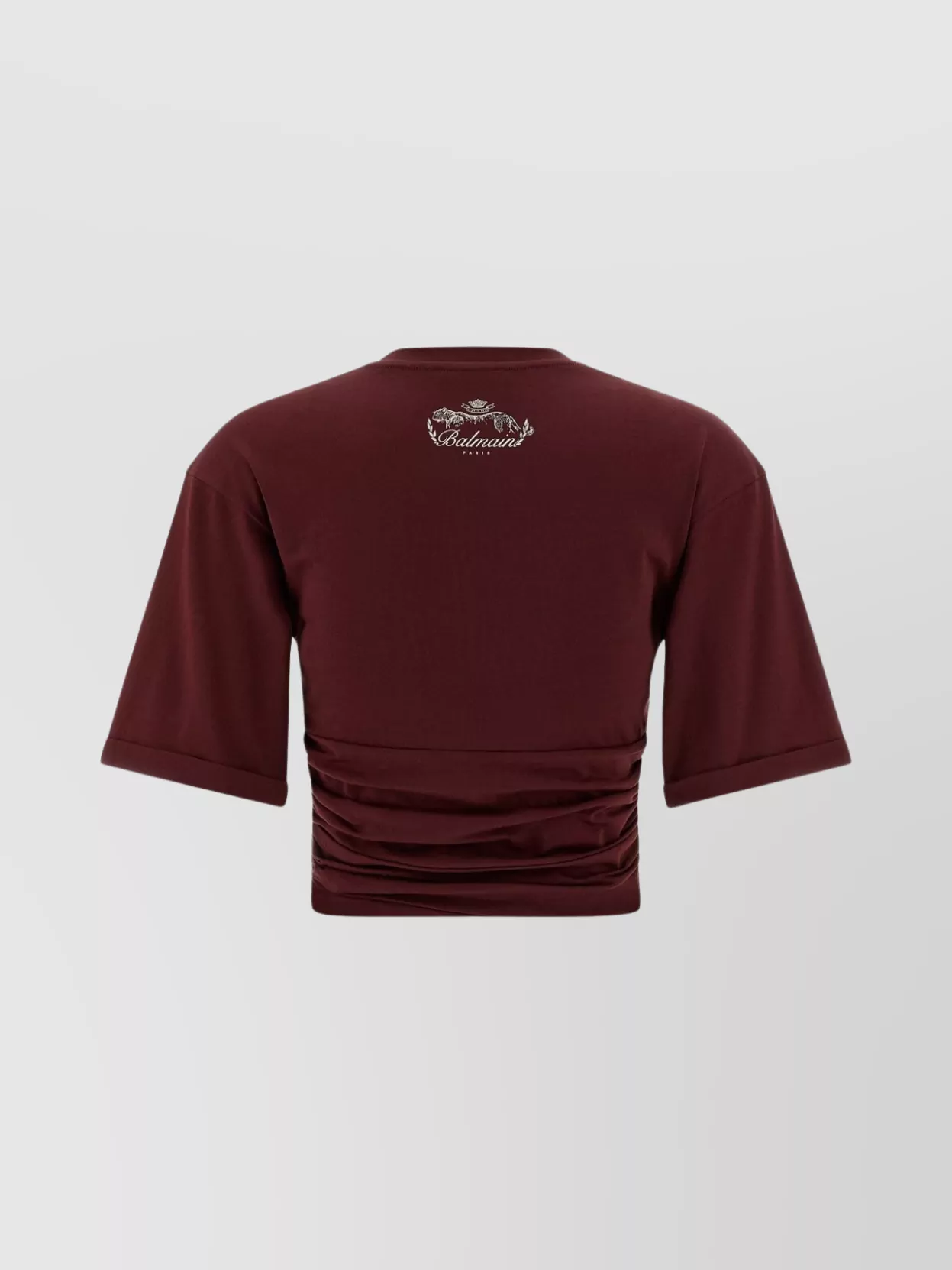 Balmain Cropped T-shirt Featuring Knotted Detail In Burgundy