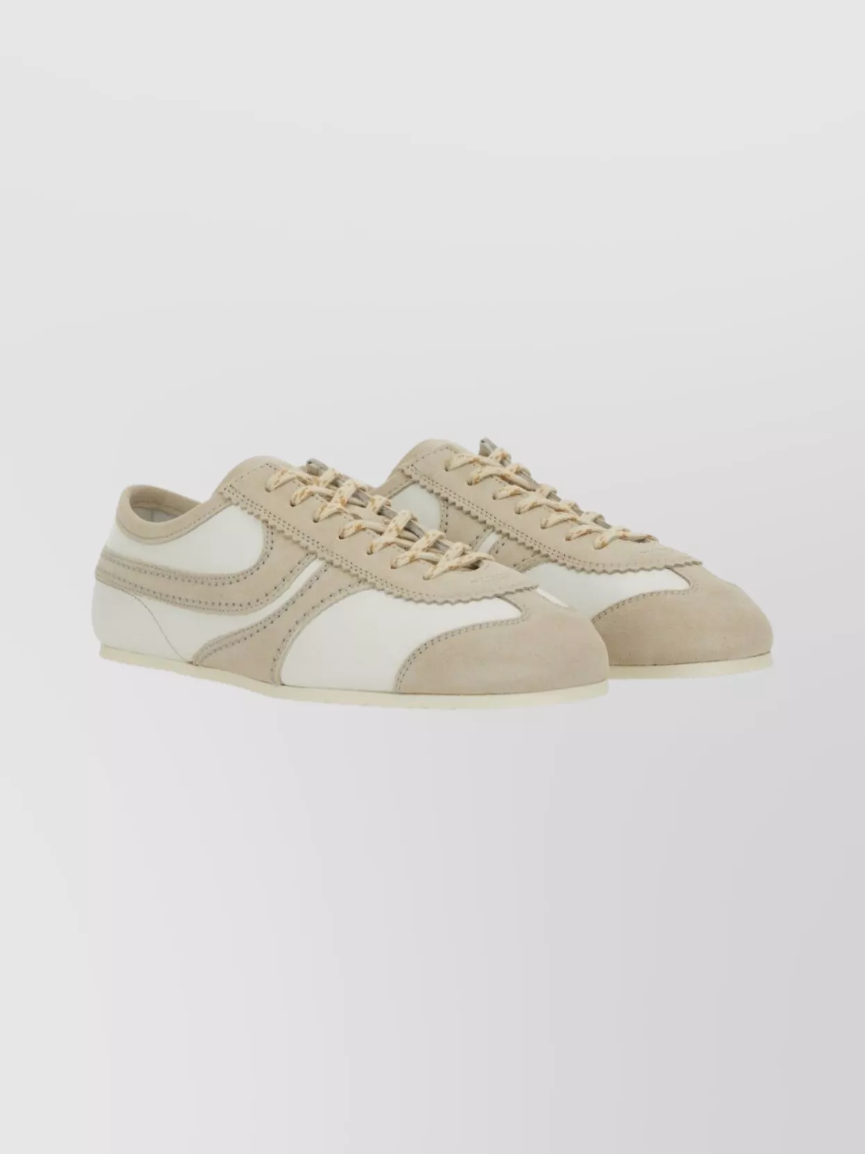 Dries Van Noten Premium Low-Top Leather Sneakers Suede Panels