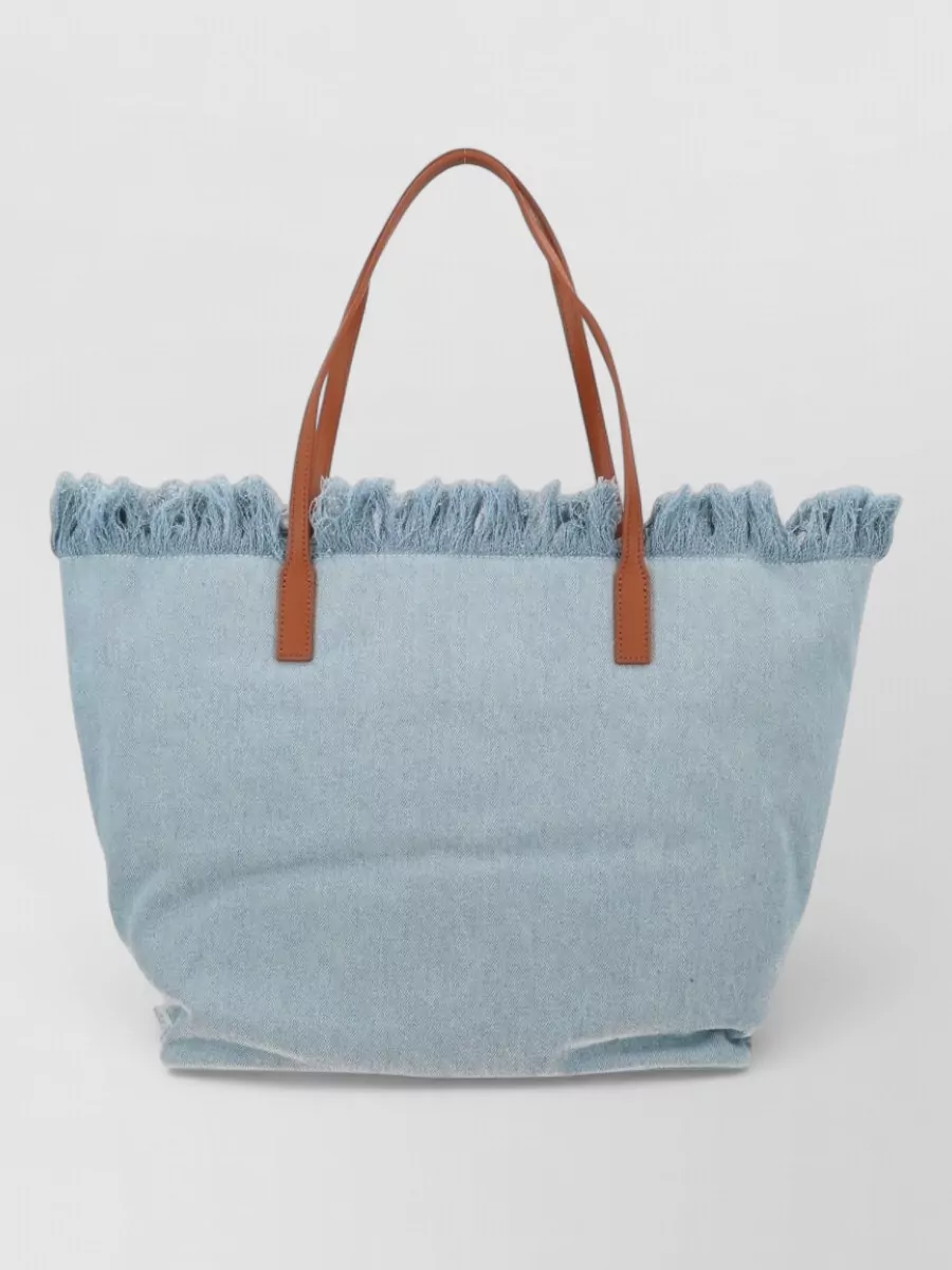 Mc2 Saint Barth Denim Fringed Tote Bag