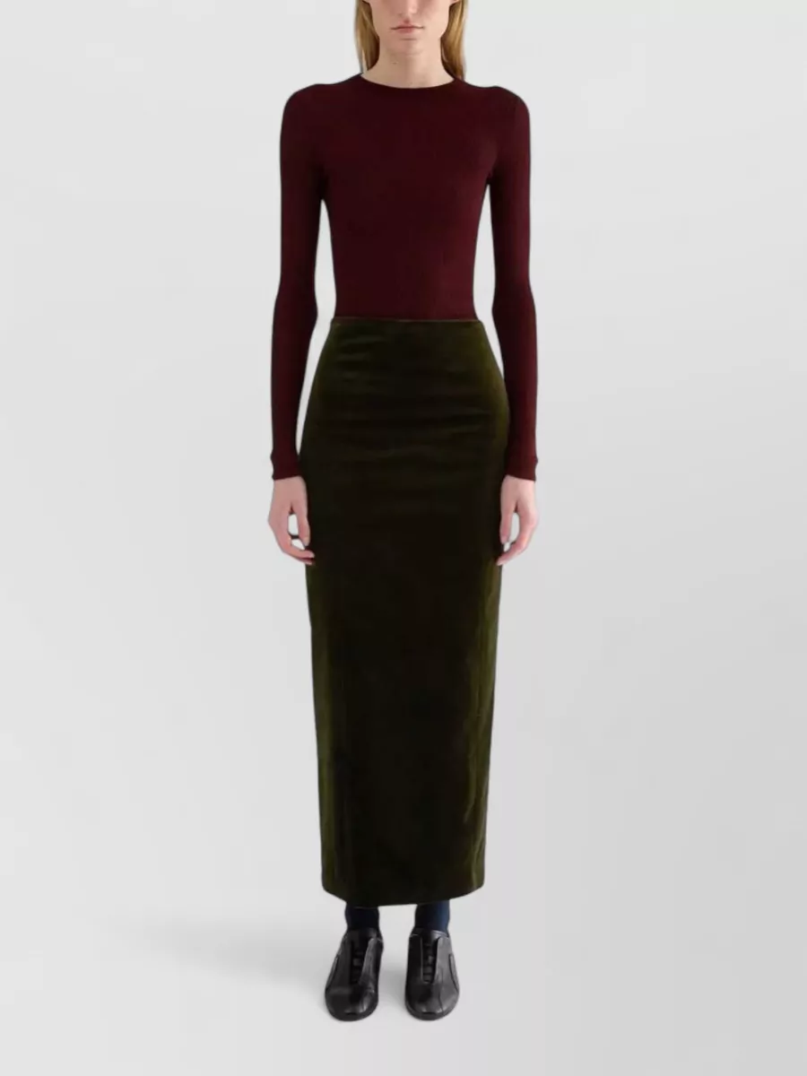 Jil Sander Velvet High-Rise Maxi Fitted Skirt