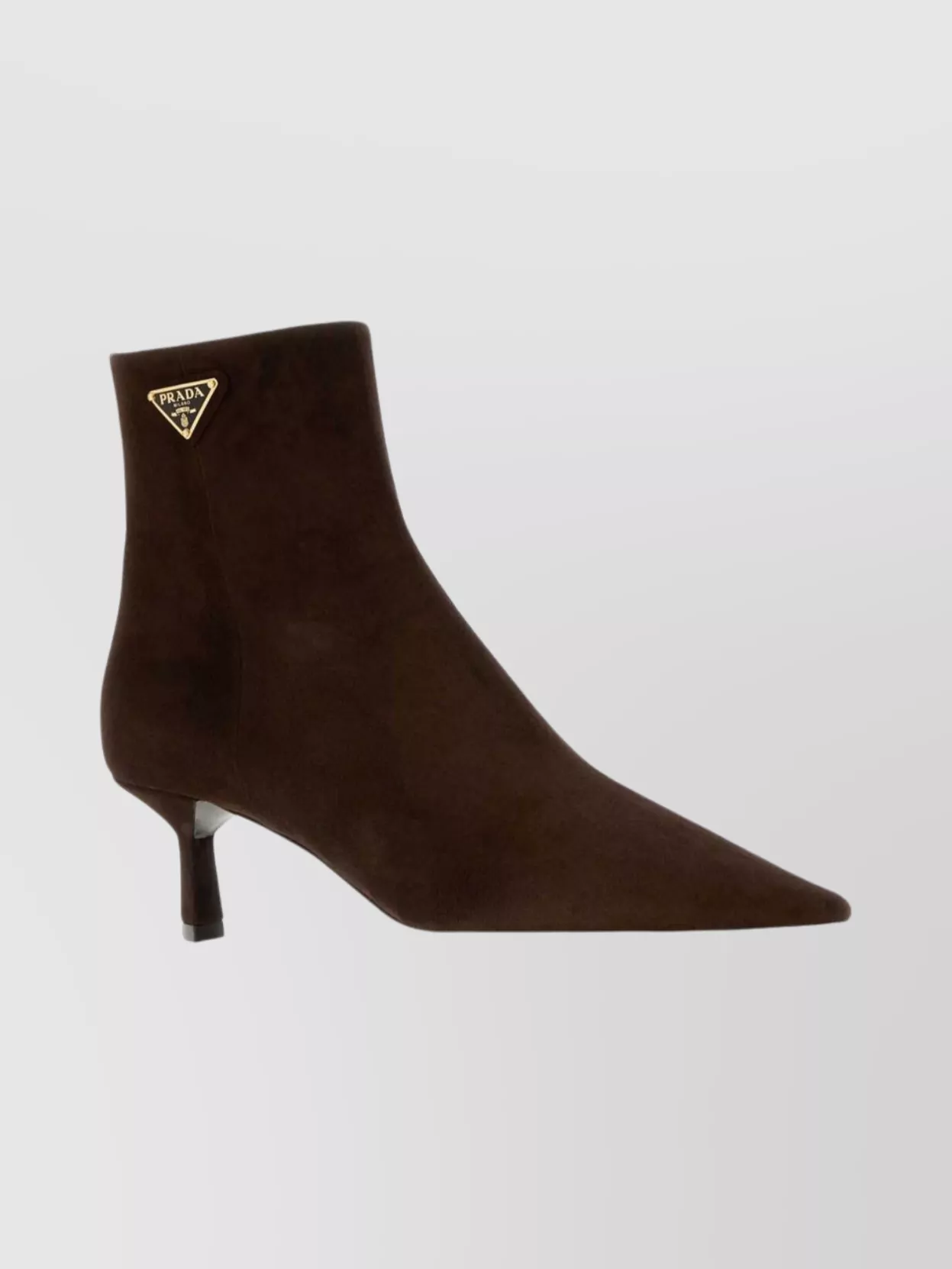 Prada Suede Ankle Boots Featuring Kitten Heel In Brown