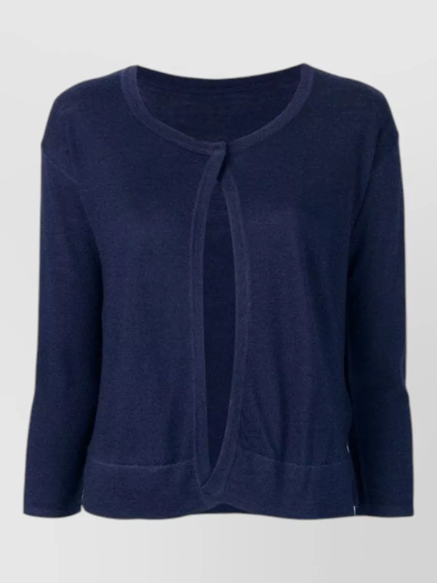 La Rose fine-knit merino wool round-neck long-sleeve cardigan