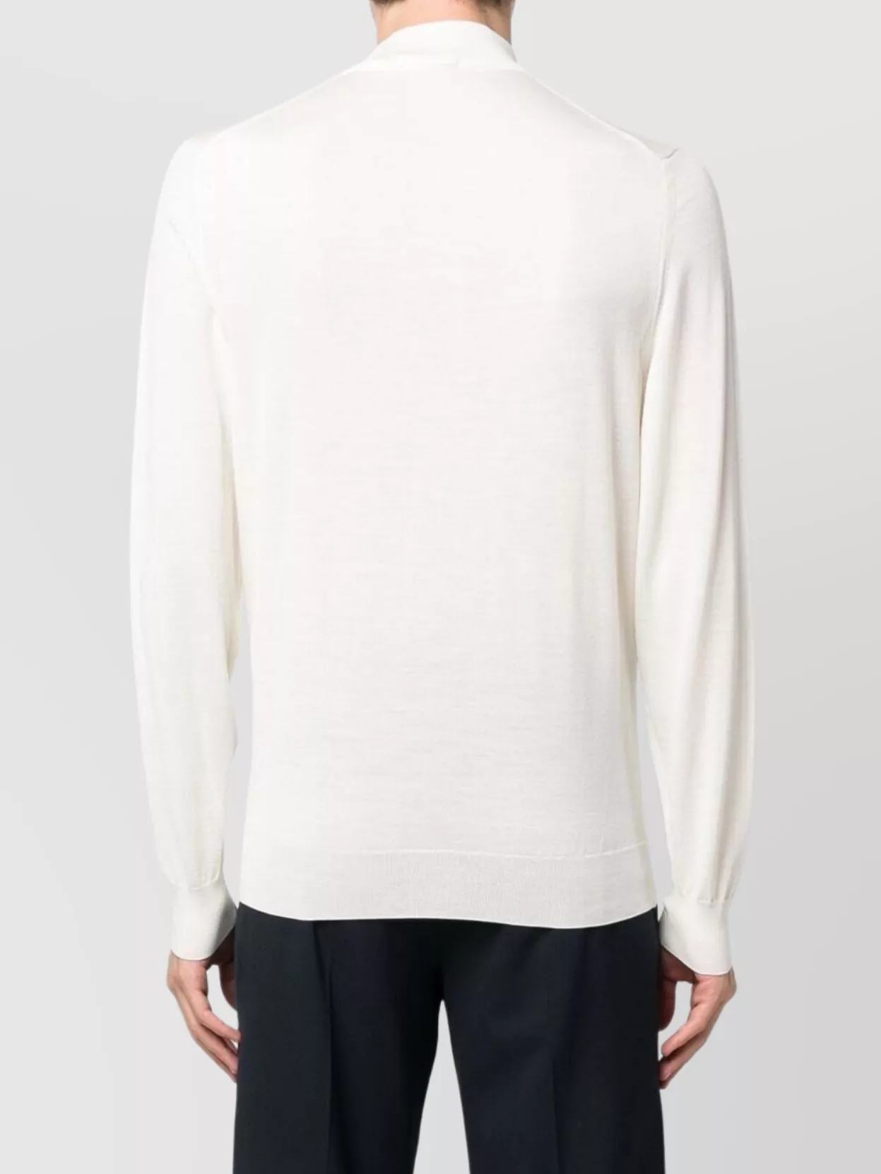 Drumohr Modern Turtleneck Sweater Ribbed Cuffs In White
