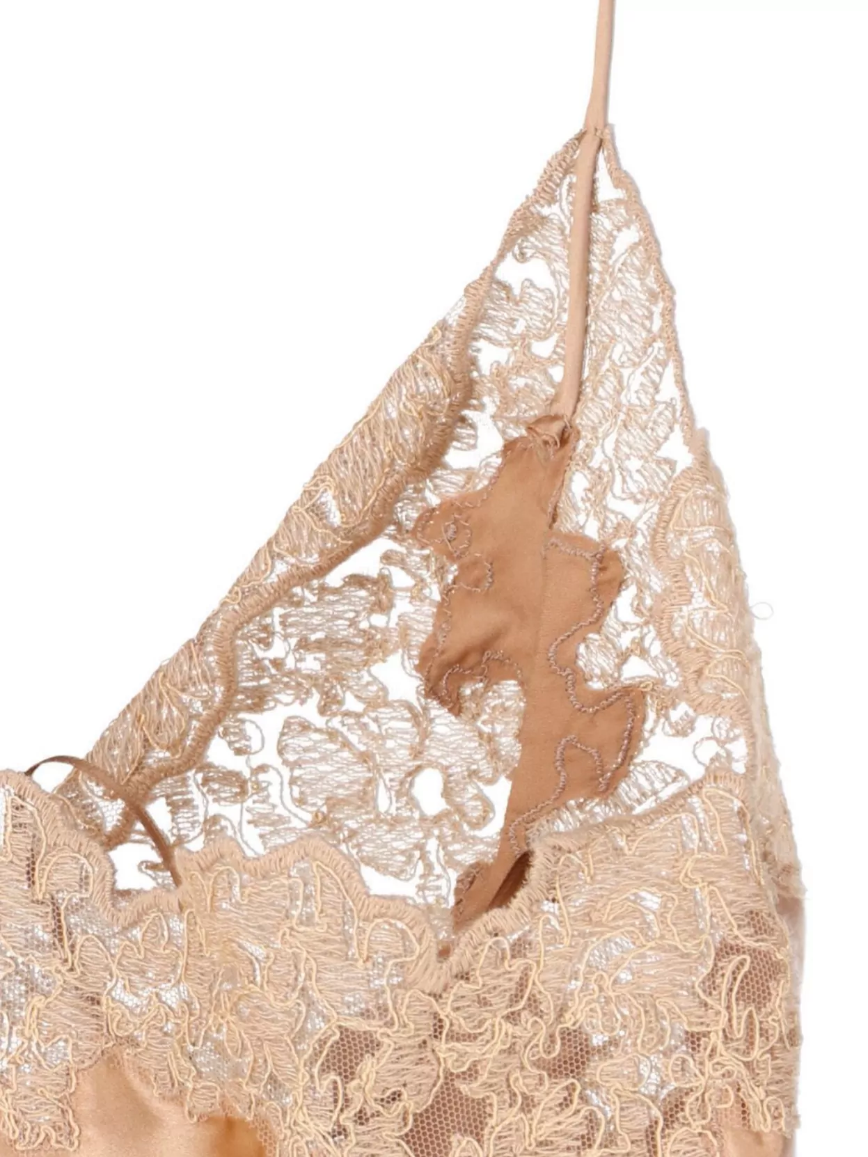 Ermanno Scervino Sleeved Top With Lace And Satin In Neutral