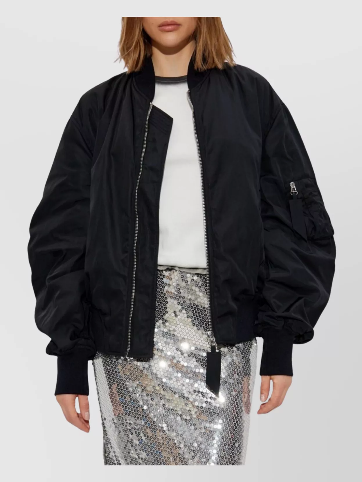 Shop Attico Anja Bomber Jacket With Ribbed Cuffs