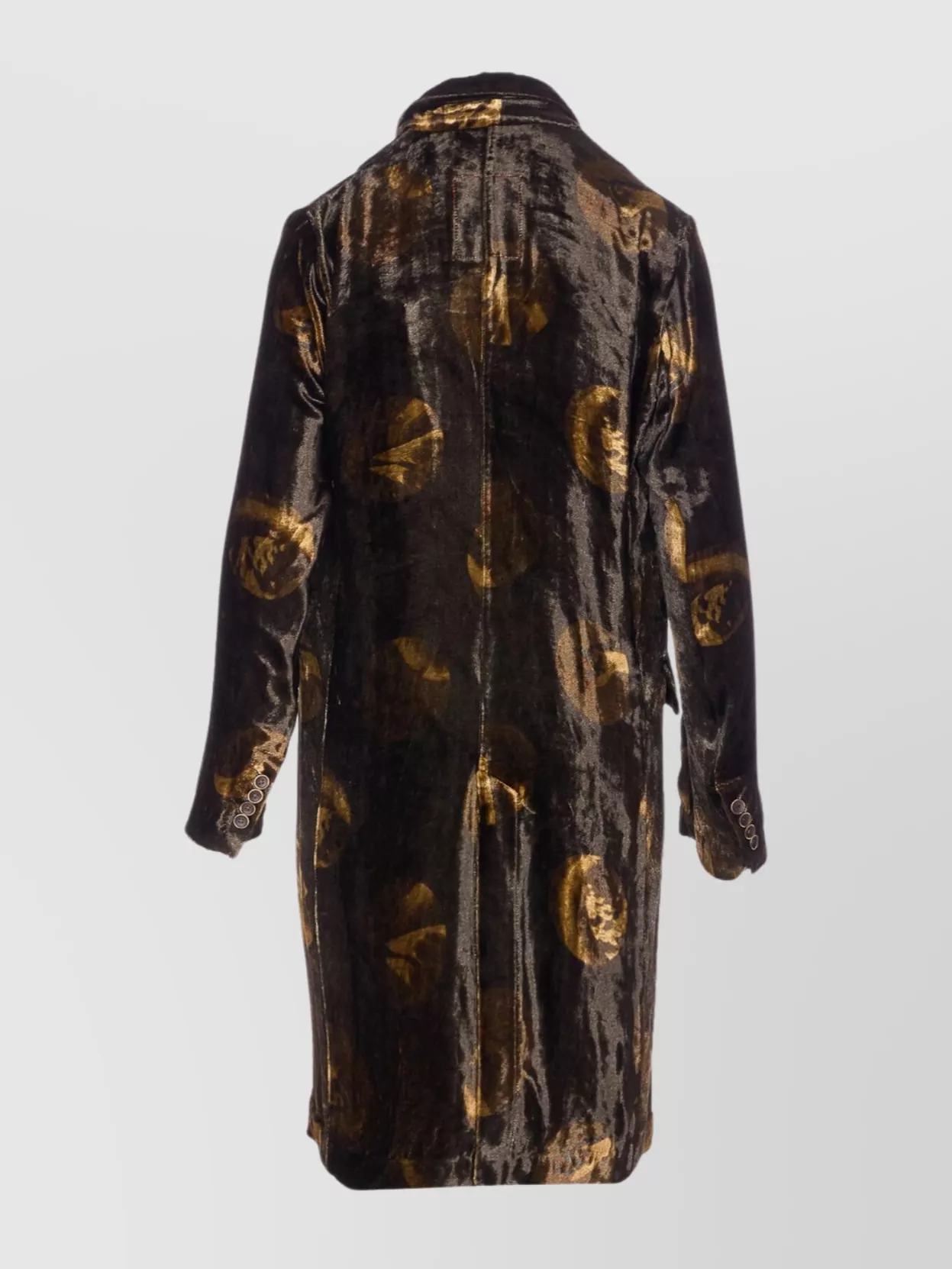 Uma Wang Longline Velvet Effect Jacket With Notched Lapel In Brown