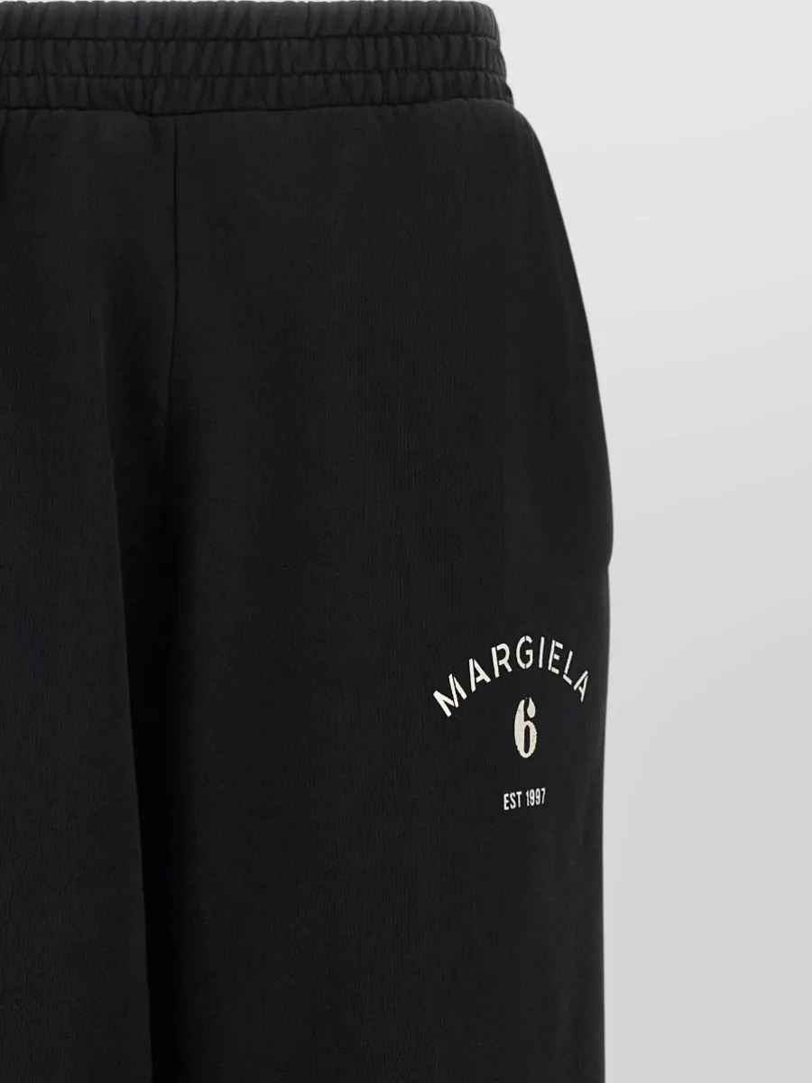 Mm6 Maison Margiela Logo Print Cotton Split Sweatpants