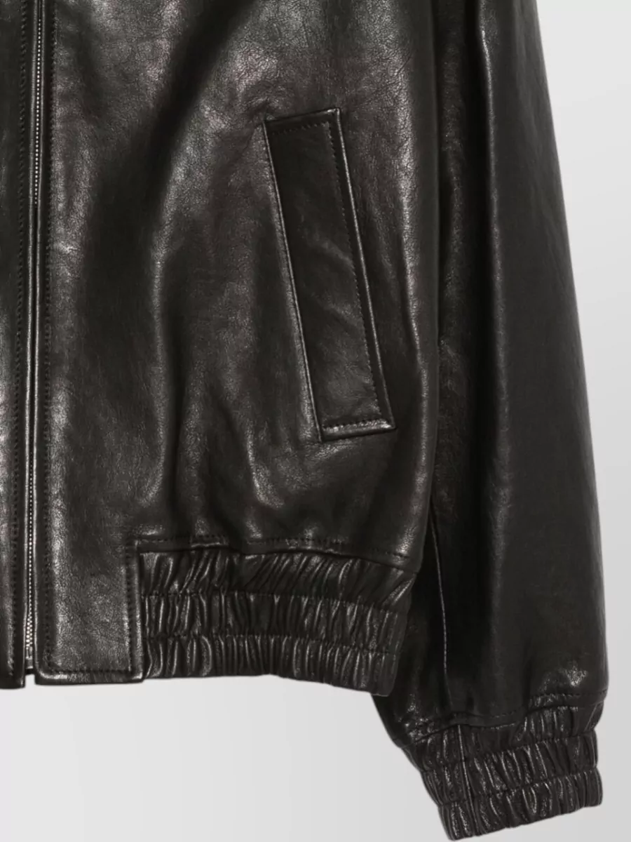 Valentino Garavani Leather Stand Collar Zip Jacket
