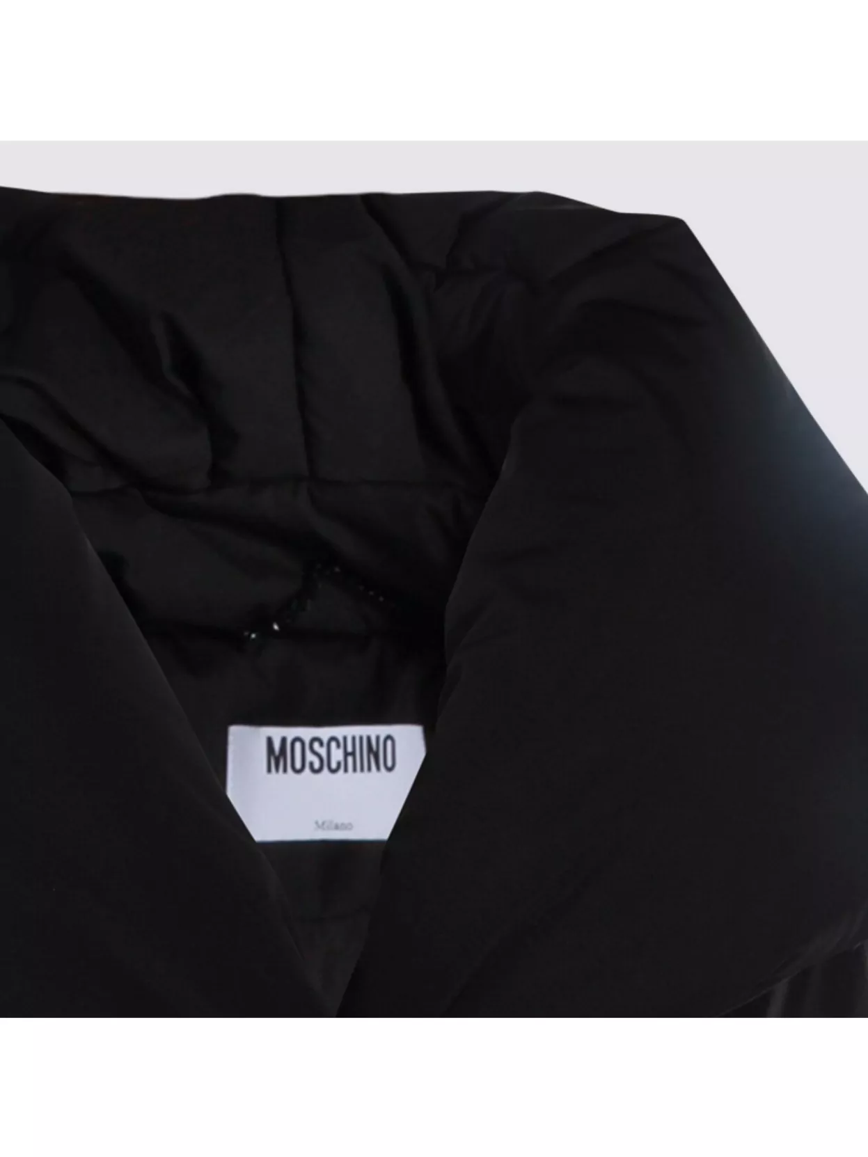 Moschino Quilted Down Jacket Wide Collar In Black