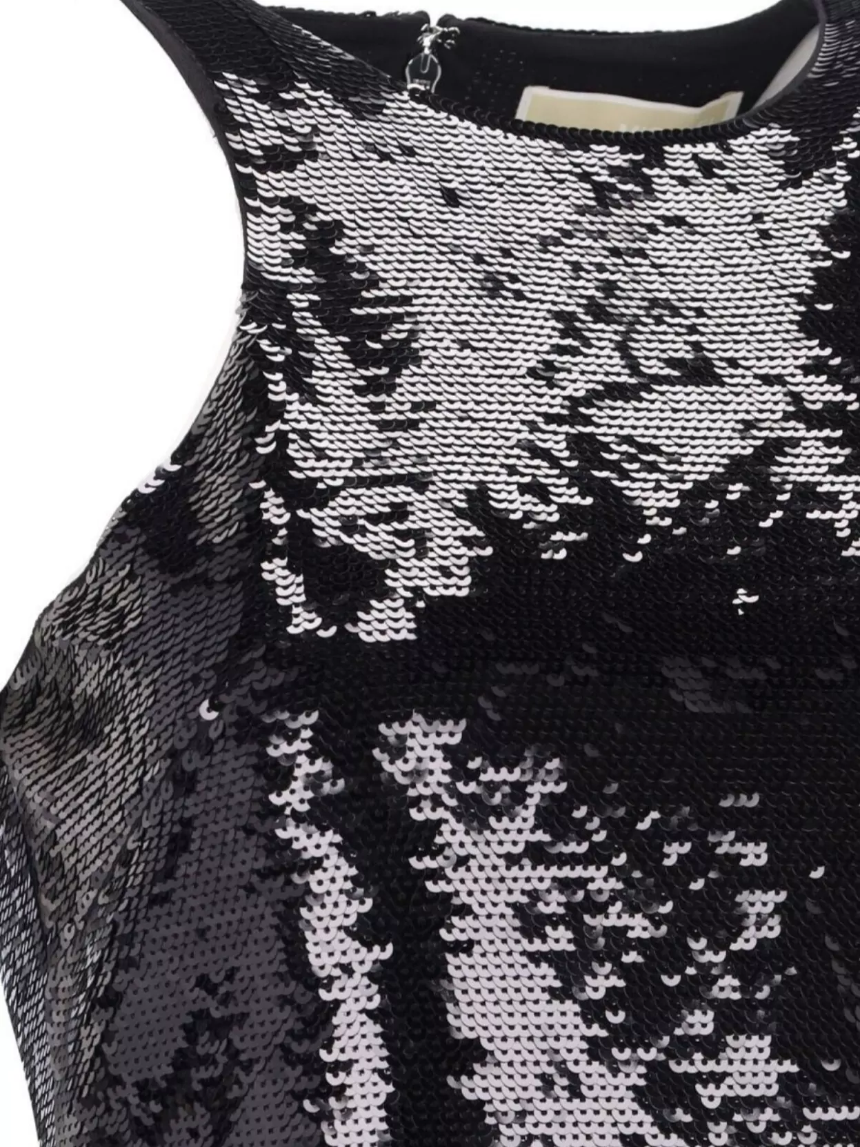 Michael Kors Sequin Embellished Sleeveless High Neck Dress In Black
