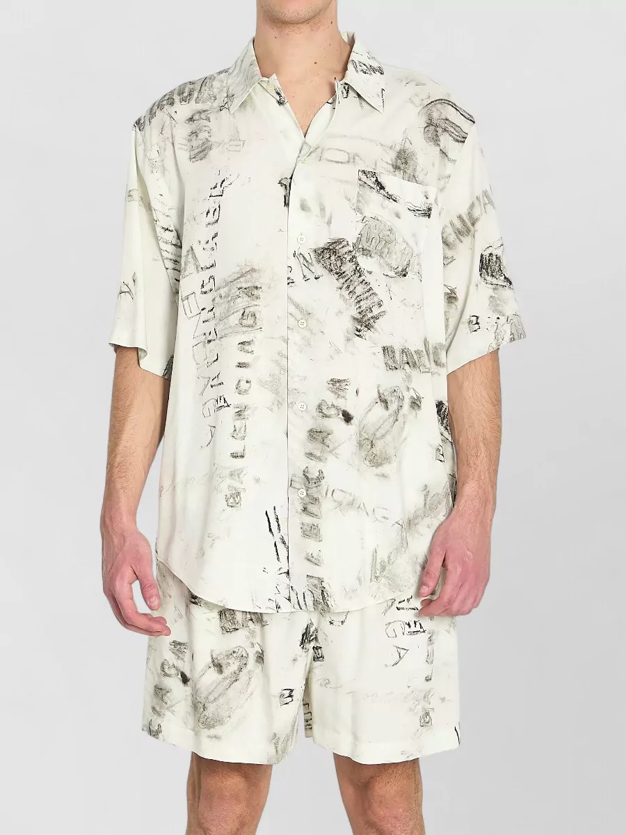 Balenciaga Viscose Oversized Printed Short-Sleeve Pyjama Shirt
