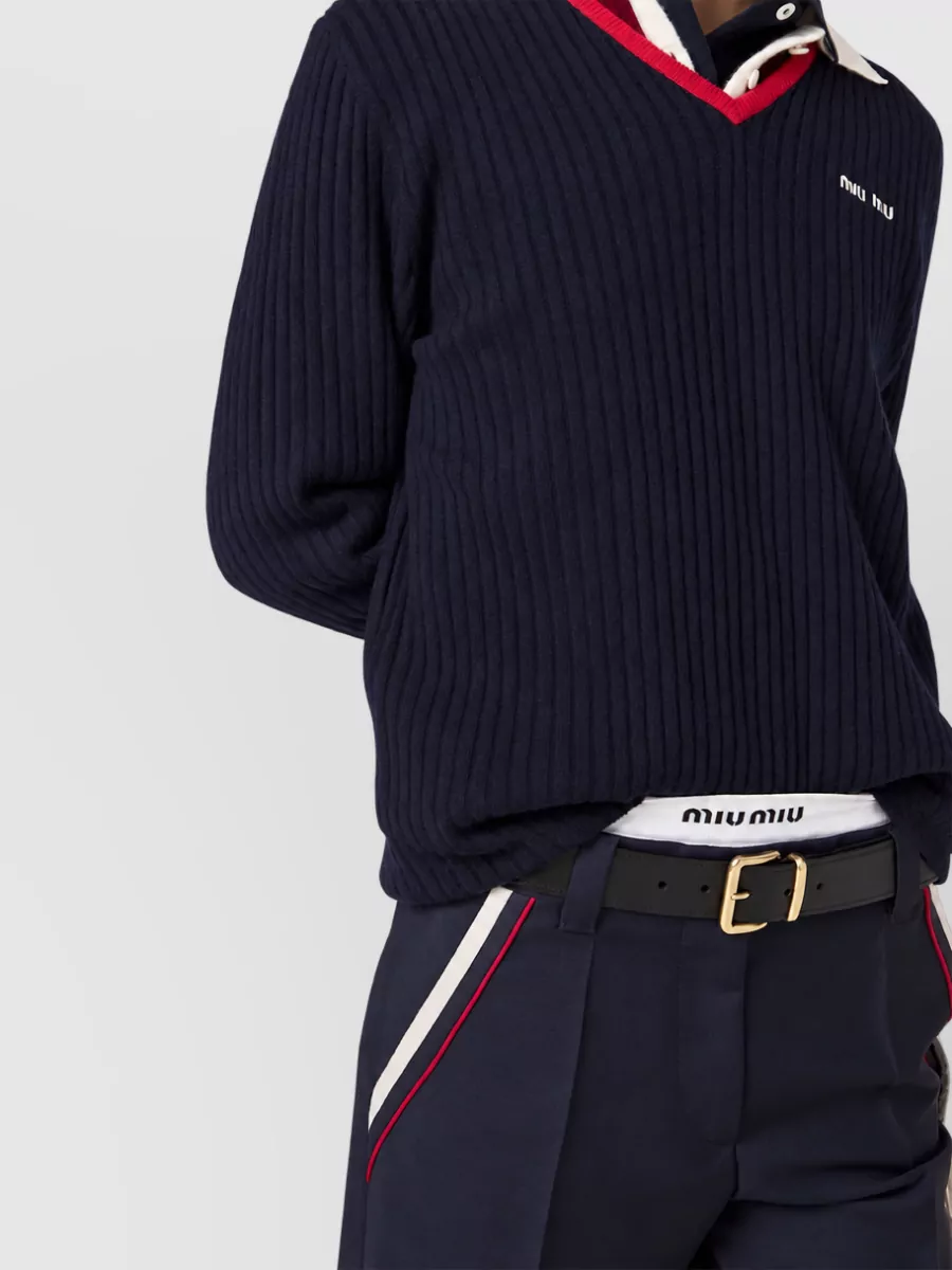 Miu Miu Mohair Straight Leg Tailored Trousers