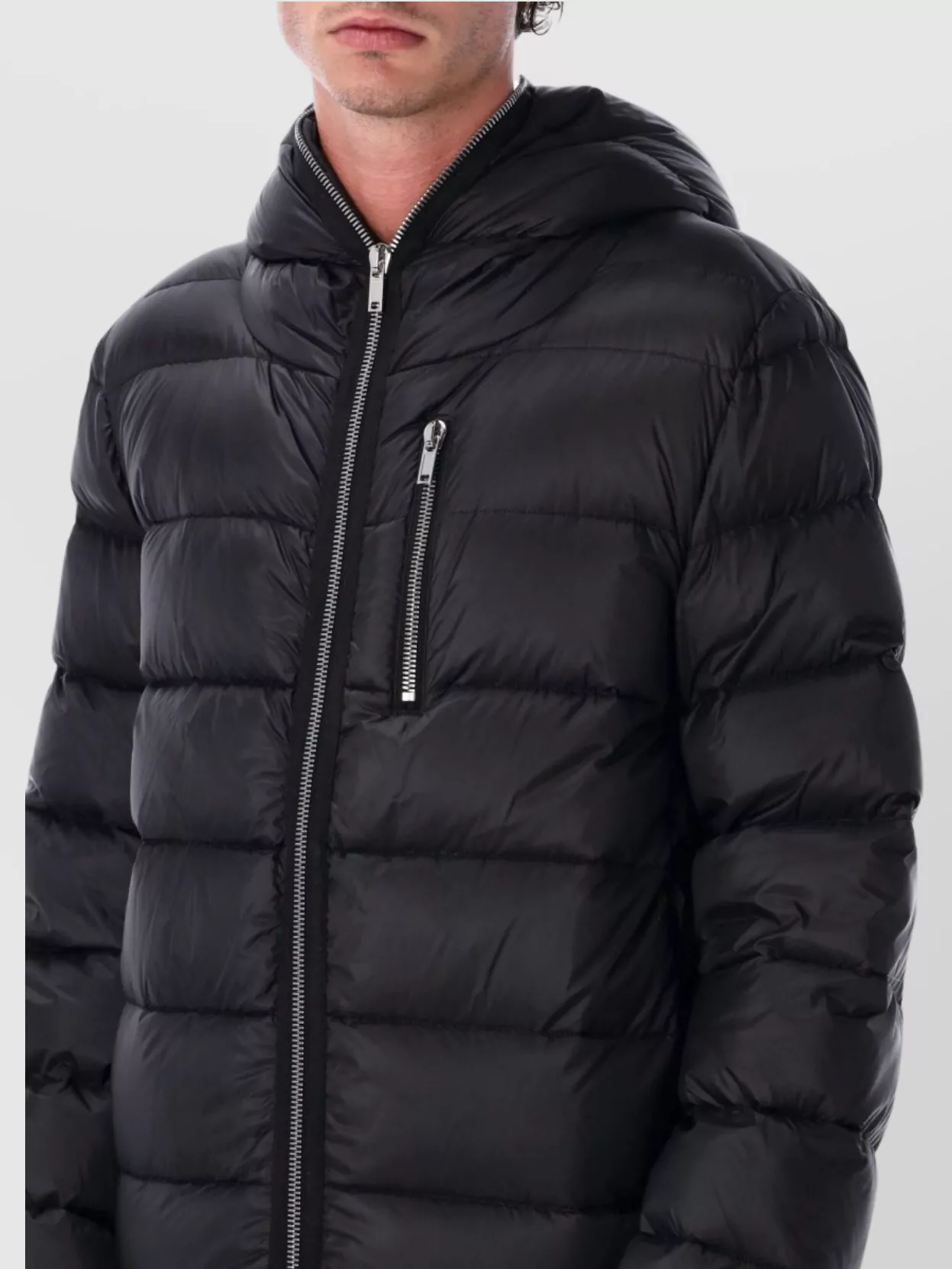 Rick Owens Hooded Quilted Jacket Chest Pocket