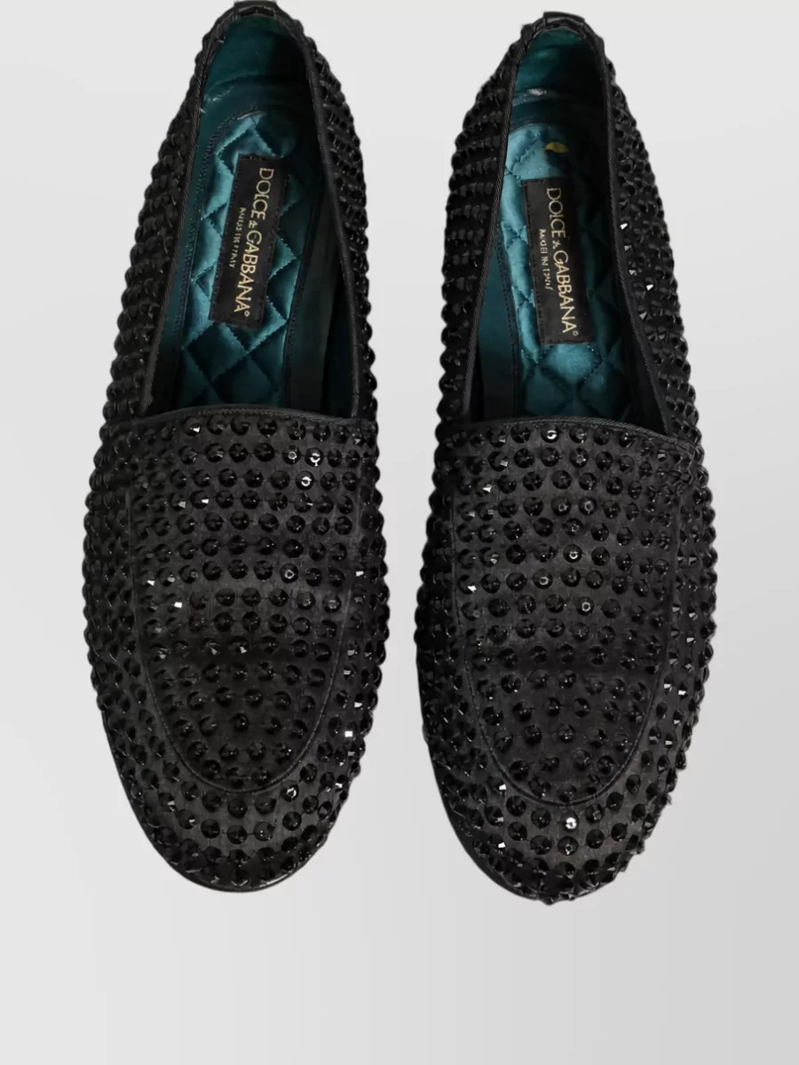 Dolce&Gabbana Leather Crystal Embellished Slippers
