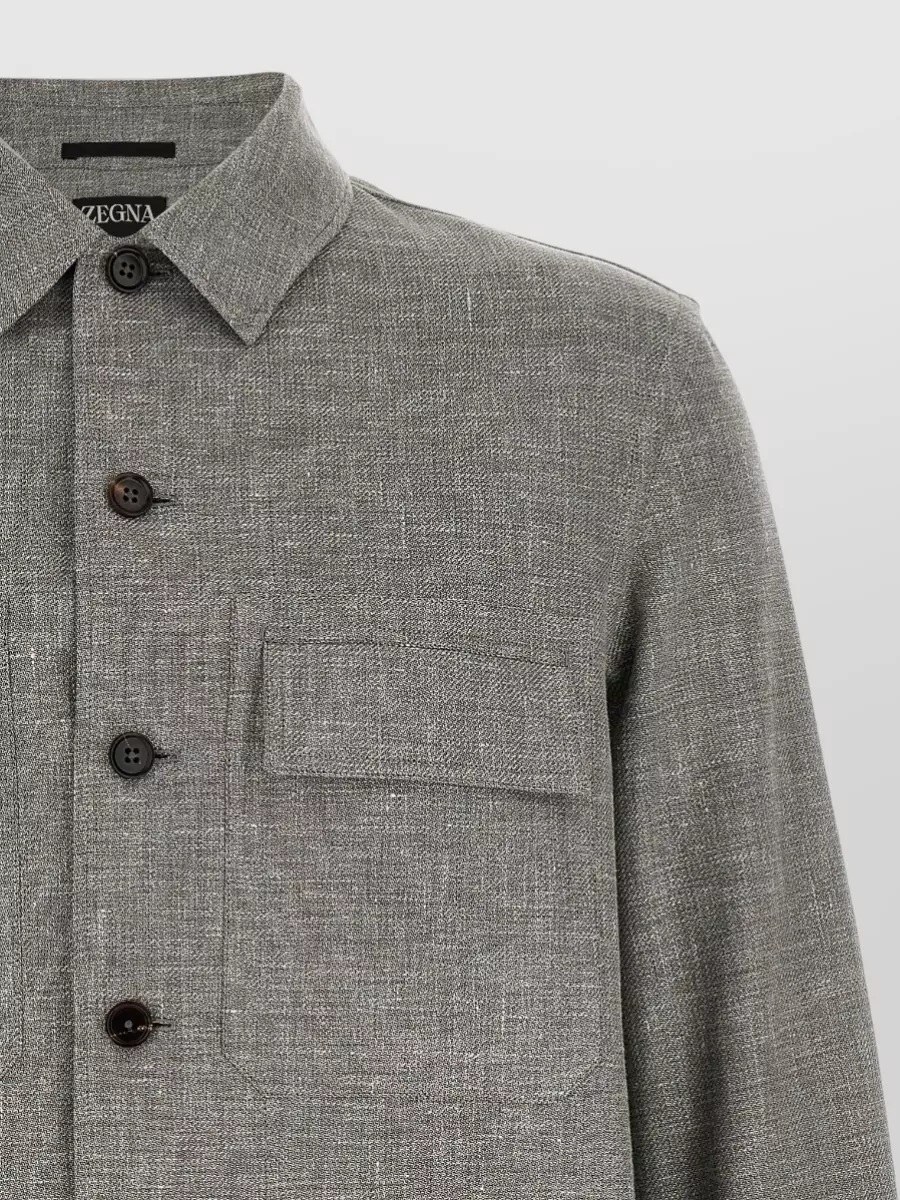 Zegna Linen Wool Silk Shirt Jacket
