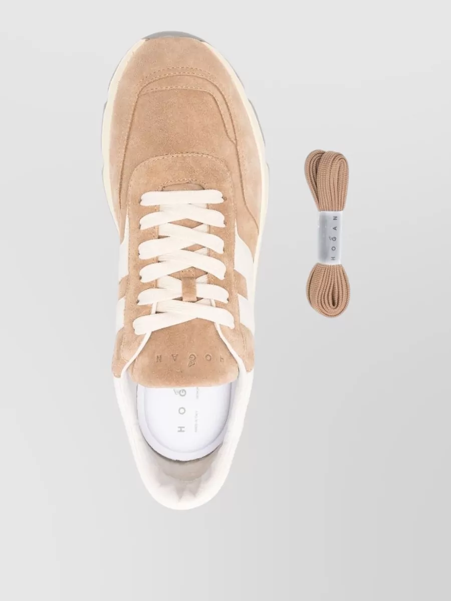 Hogan Low Top Sneakers Suede Panels Rubber Sole