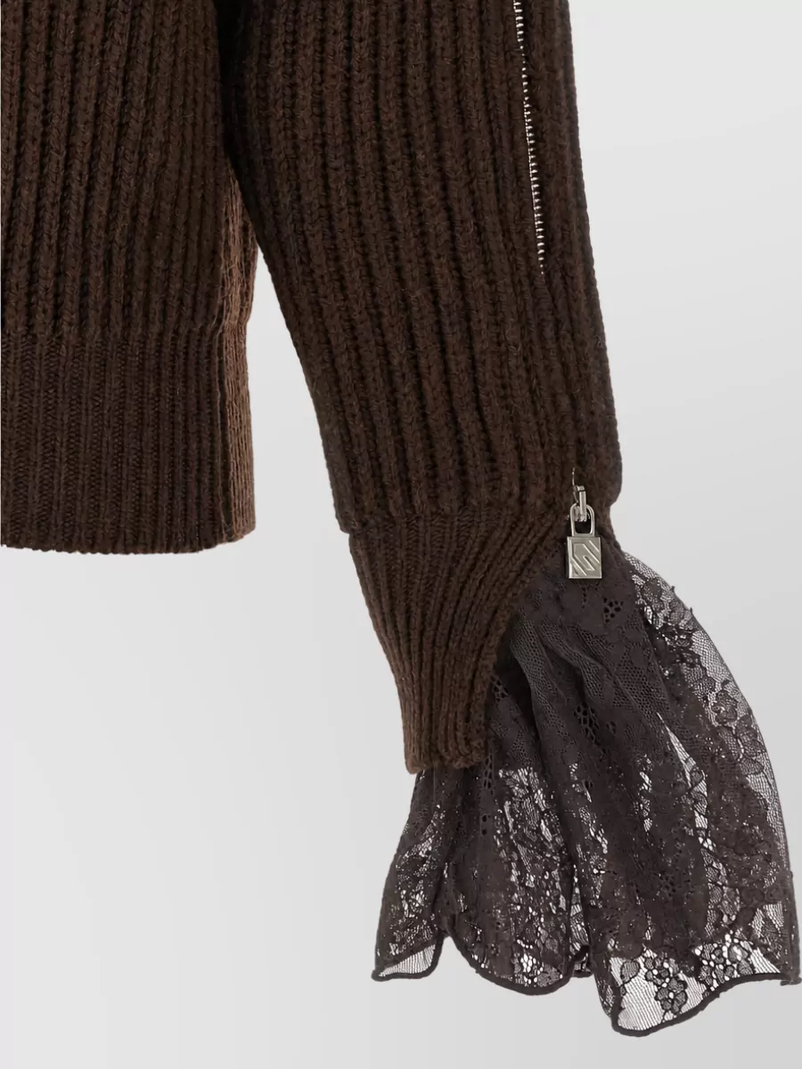 Giuseppe Di Morabito Virgin Wool Ribbed Asymmetric High Neck Sweater