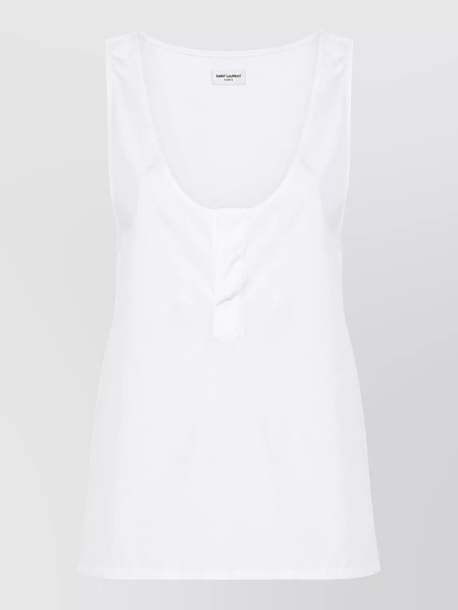 Saint Laurent Cotton Henley Tank Top