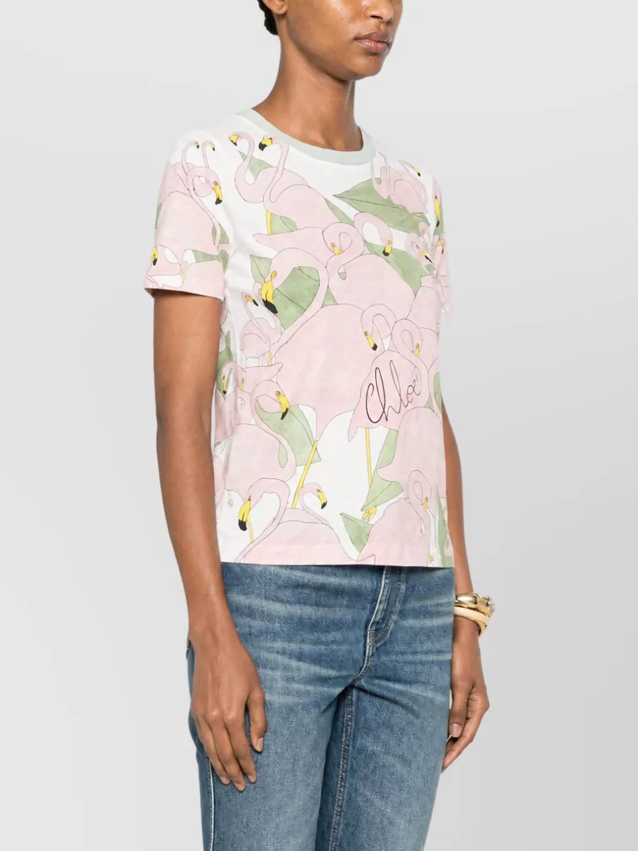Chloé Flamingo Print T-Shirt