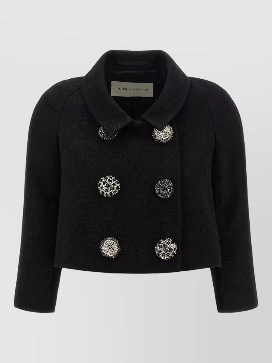 Dries Van Noten floral-stitched double-breasted blazer