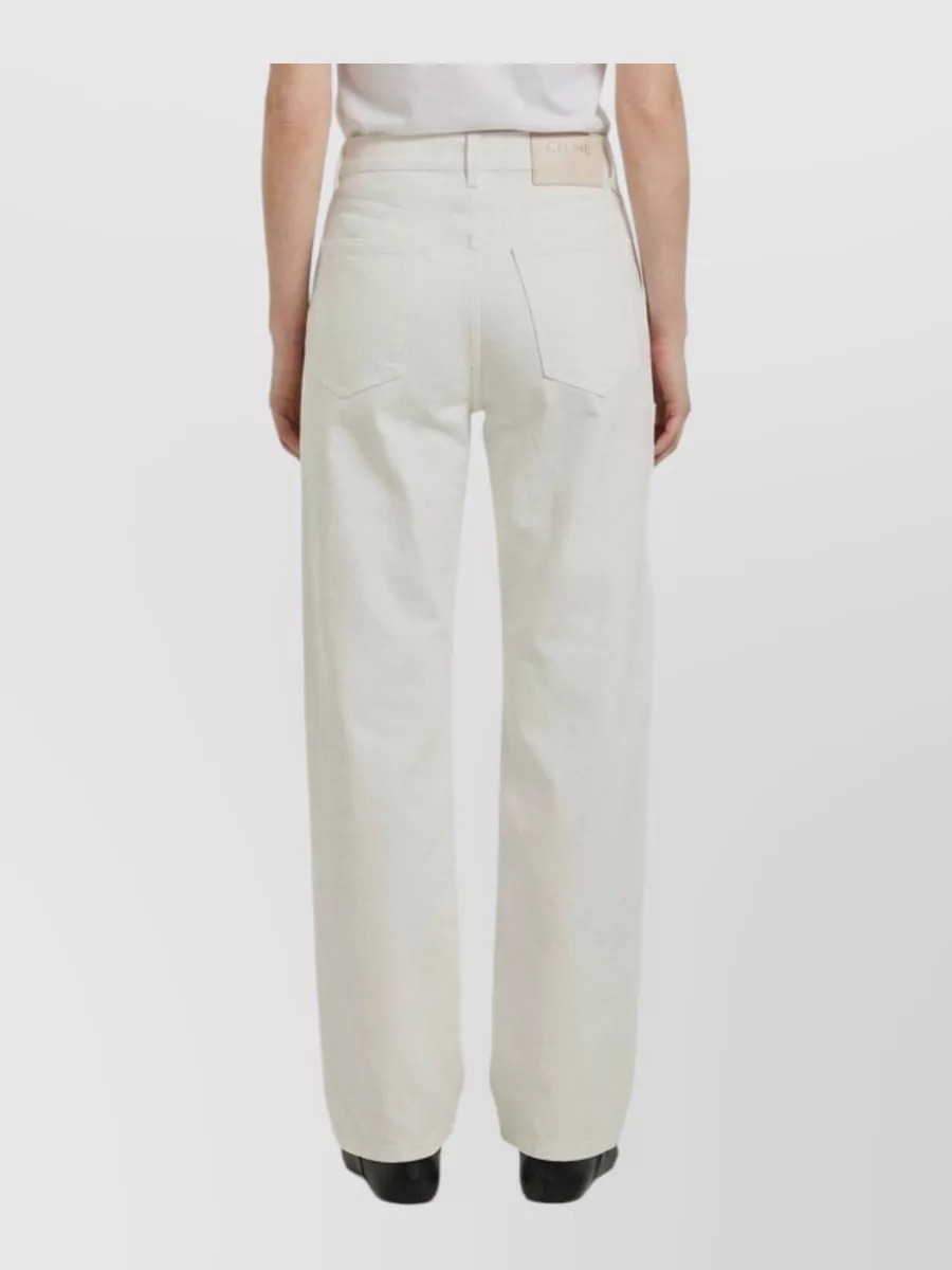 Celine Cotton Mid-Rise Wide-Leg Jeans